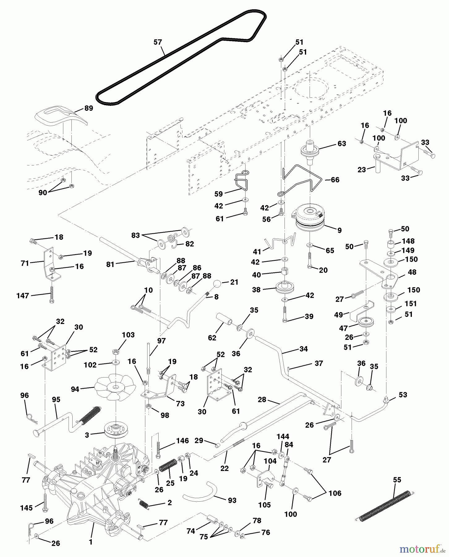Husqvarna Rasen und Garten Traktoren YTH 160 (954140008B) - Husqvarna Yard Tractor (1998-07 & After) Drive