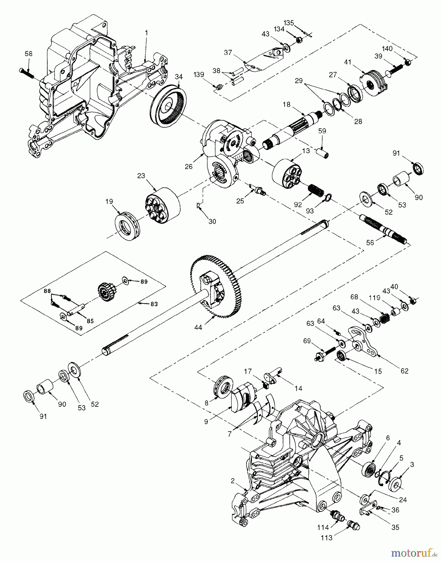 Husqvarna Rasen und Garten Traktoren YTH 160 (954140008B) - Husqvarna Yard Tractor (1998-07 & After) Hydro Gear Transaxle - Model Number 0310-0650