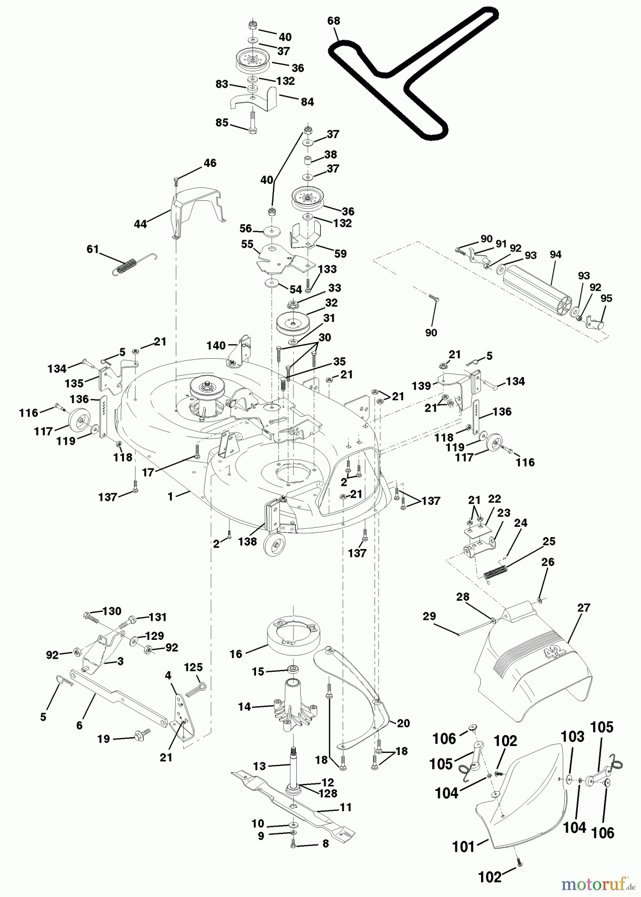 Husqvarna Rasen und Garten Traktoren YTH 160 (954140008B) - Husqvarna Yard Tractor (1998-07 & After) Mower Deck
