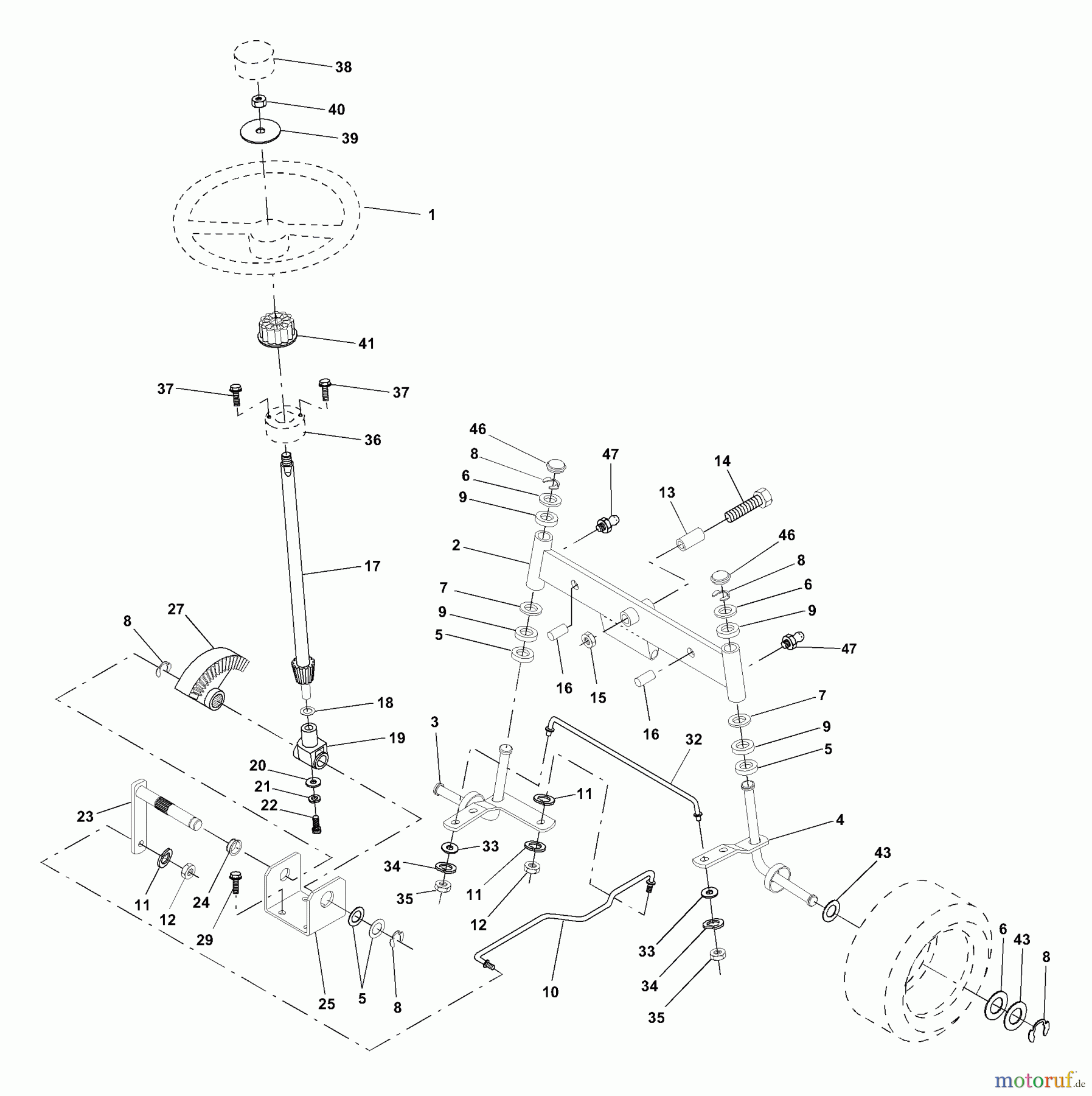 Husqvarna Rasen und Garten Traktoren YTH 180 (954001082A) - Husqvarna Yard Tractor (1994-07 & After) Steering Assembly