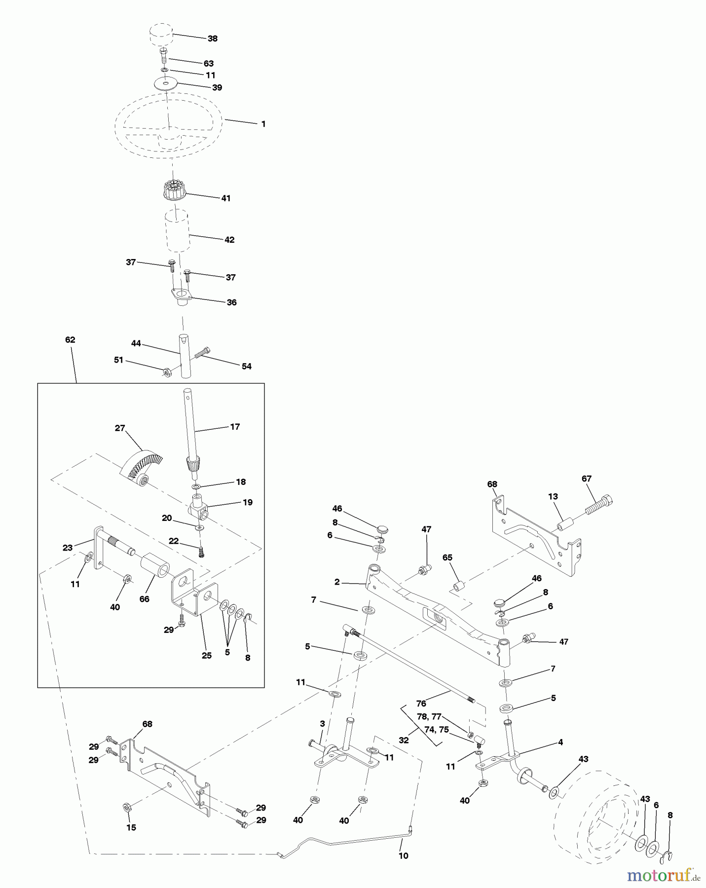 Husqvarna Rasen und Garten Traktoren YTH 180 (954140010F) - Husqvarna Yard Tractor (1998-08 & After) Steering Assembly