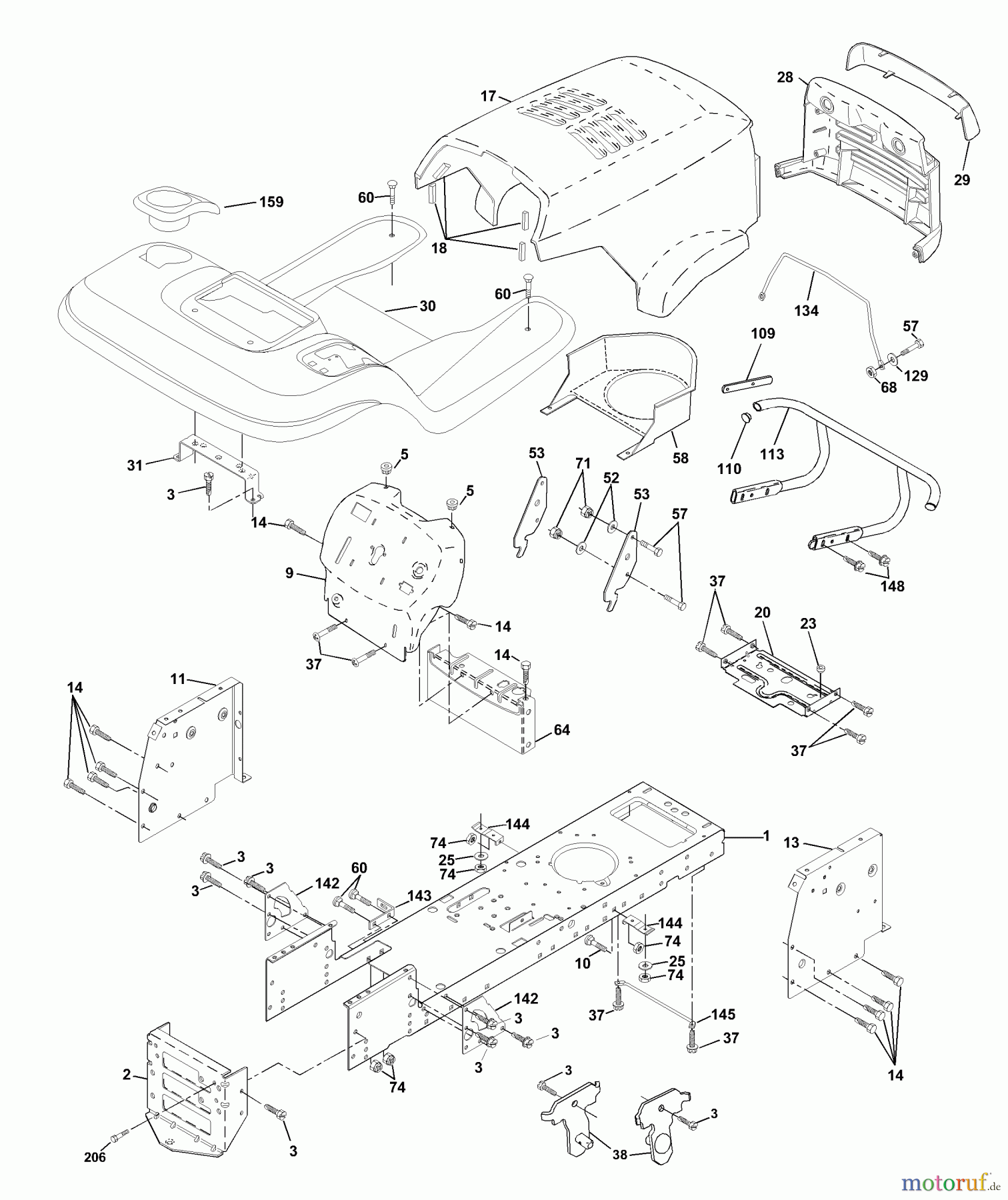 Husqvarna Rasen und Garten Traktoren YTH 180 (954140109B) - Husqvarna Yard Tractor (1999-11 & After) Chassis And Enclosures