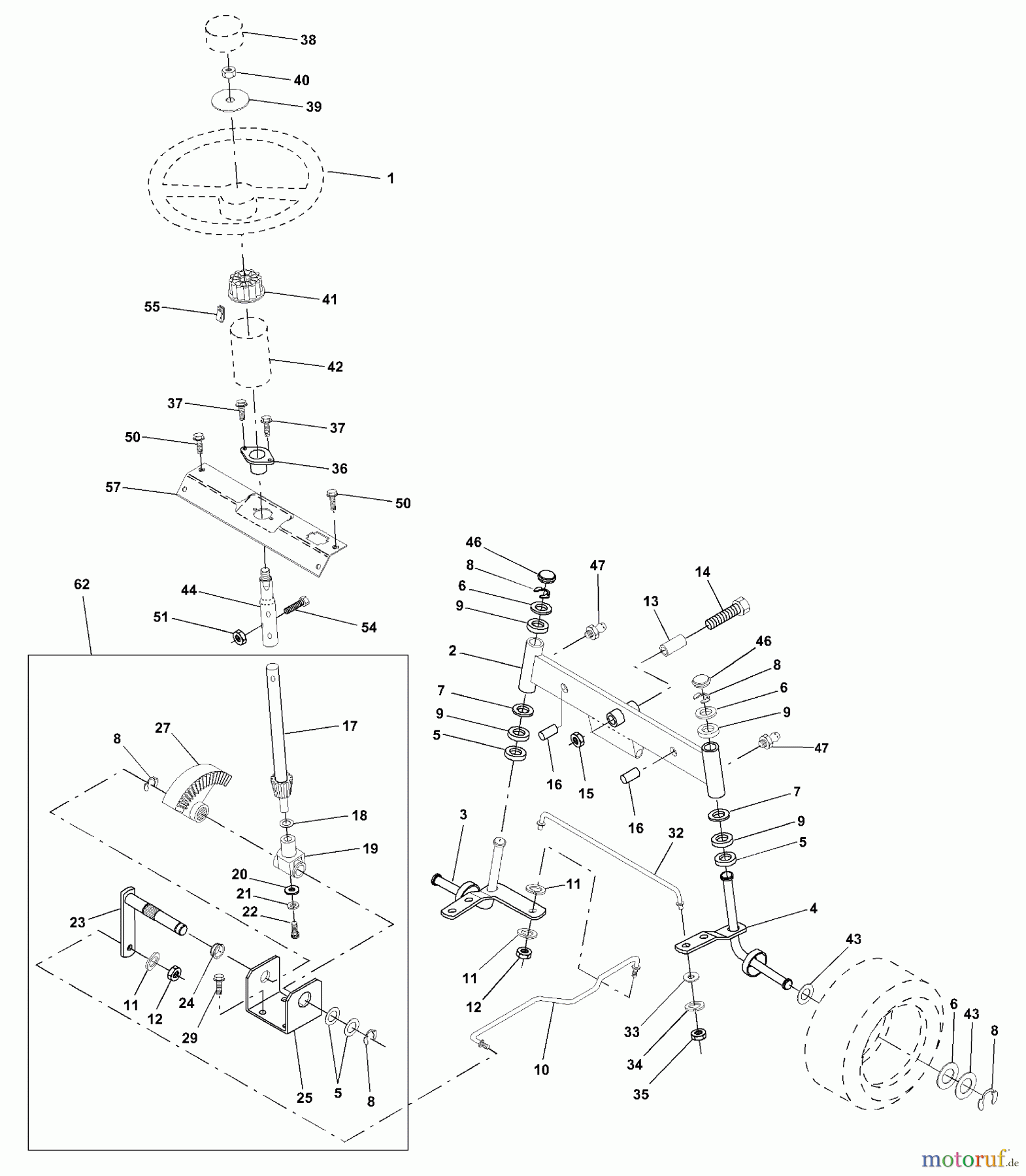 Husqvarna Rasen und Garten Traktoren YTH 180 (954830145A) - Husqvarna Yard Tractor (1995-10 & After) Steering Assembly