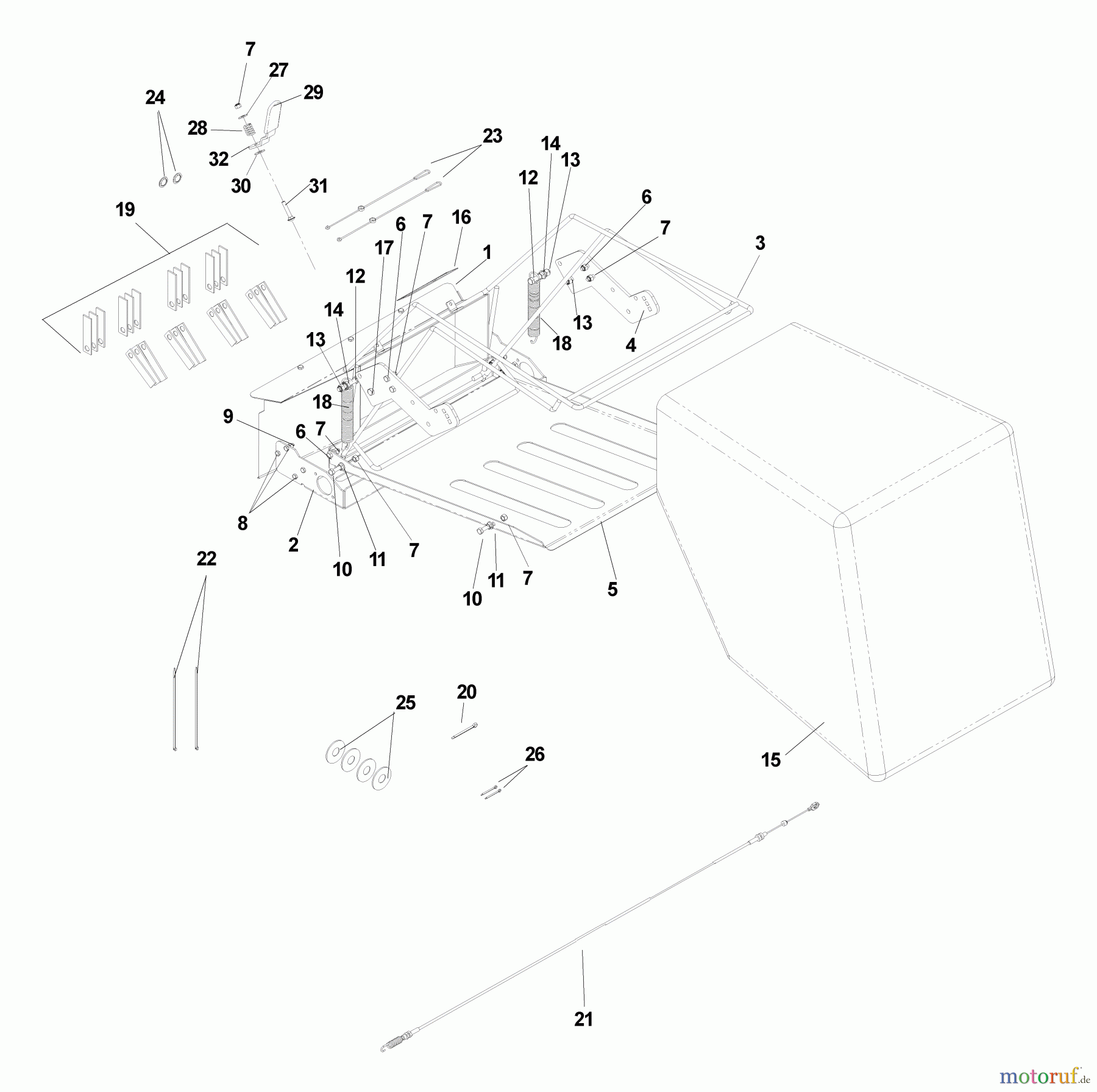 Husqvarna Belüfter / Vertikutierer / Rechen DT 22 BDS (968999244) - Husqvarna Dethatcher (2005-07 & After) Bagger Assembly