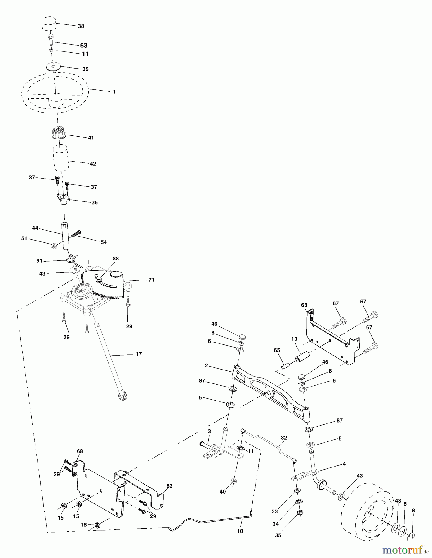 Husqvarna Rasen und Garten Traktoren YTH 1848XPD (954567260) - Husqvarna Yard Tractor (2001-12 & After) Steering Assembly