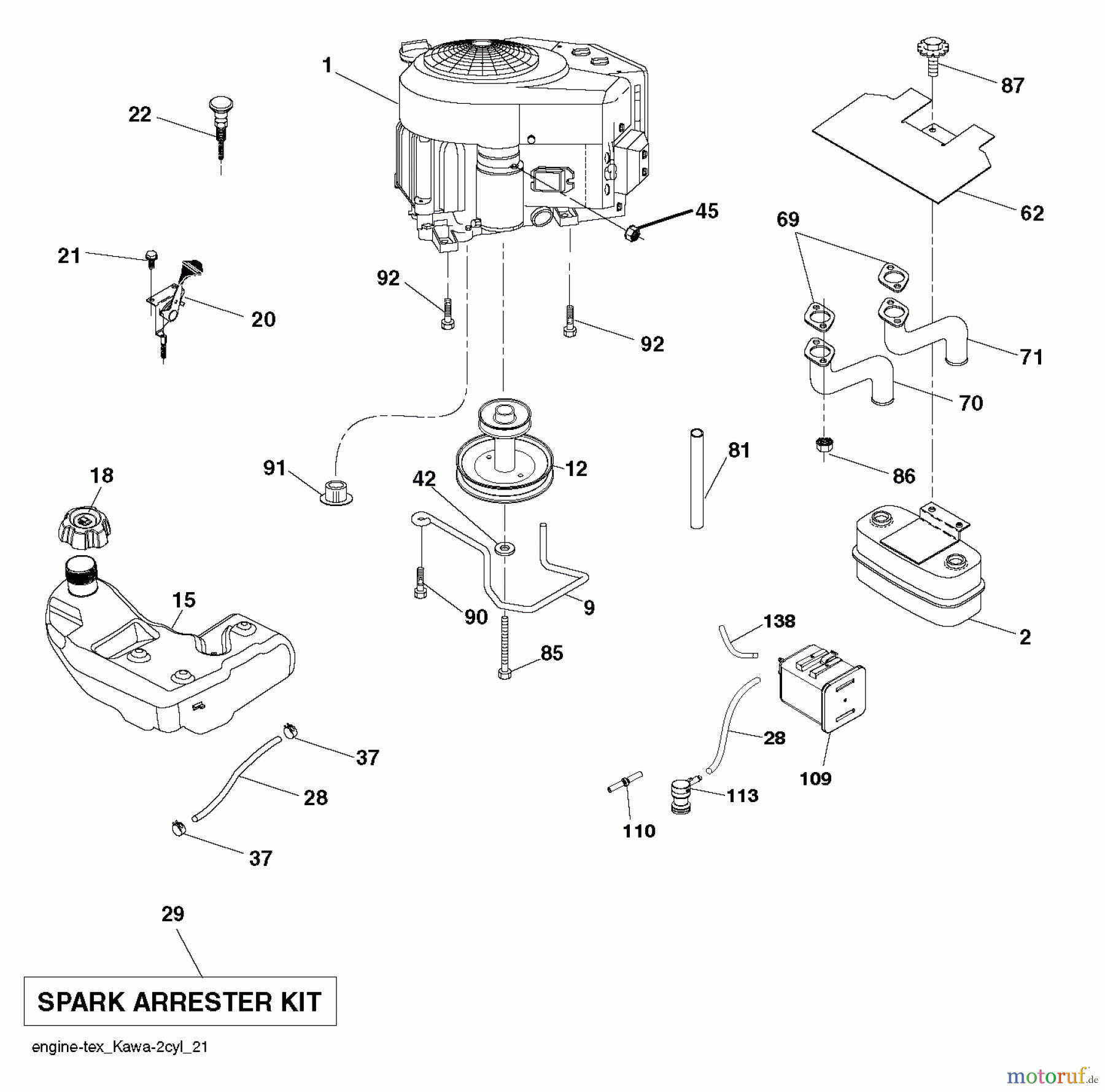 Husqvarna Rasen und Garten Traktoren YTH 18K46 (96043014400) - Husqvarna Yard Tractor (2012-08 & After) ENGINE