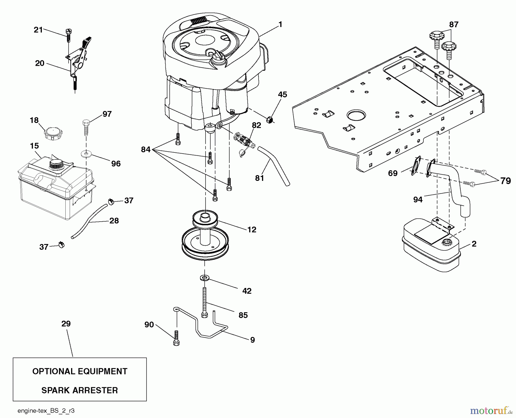 Husqvarna Rasen und Garten Traktoren YTH 2042 (96043010600) - Husqvarna Yard Tractor (2009-12 & After) Engine