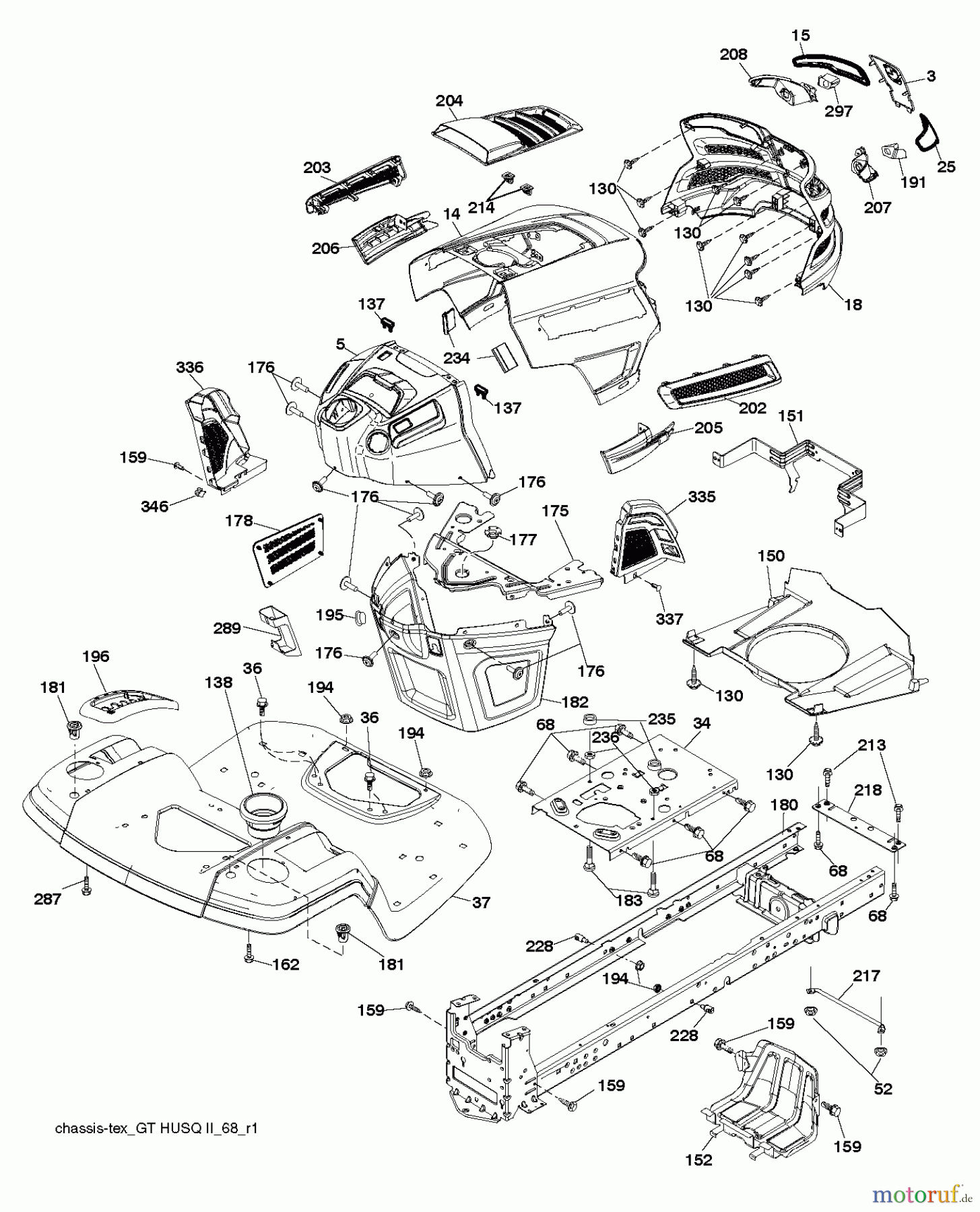 Husqvarna Rasen und Garten Traktoren YTH 2042 (96043012103) - Husqvarna Yard Tractor (2011-08 & After) CHASSIS ENCLOSURES