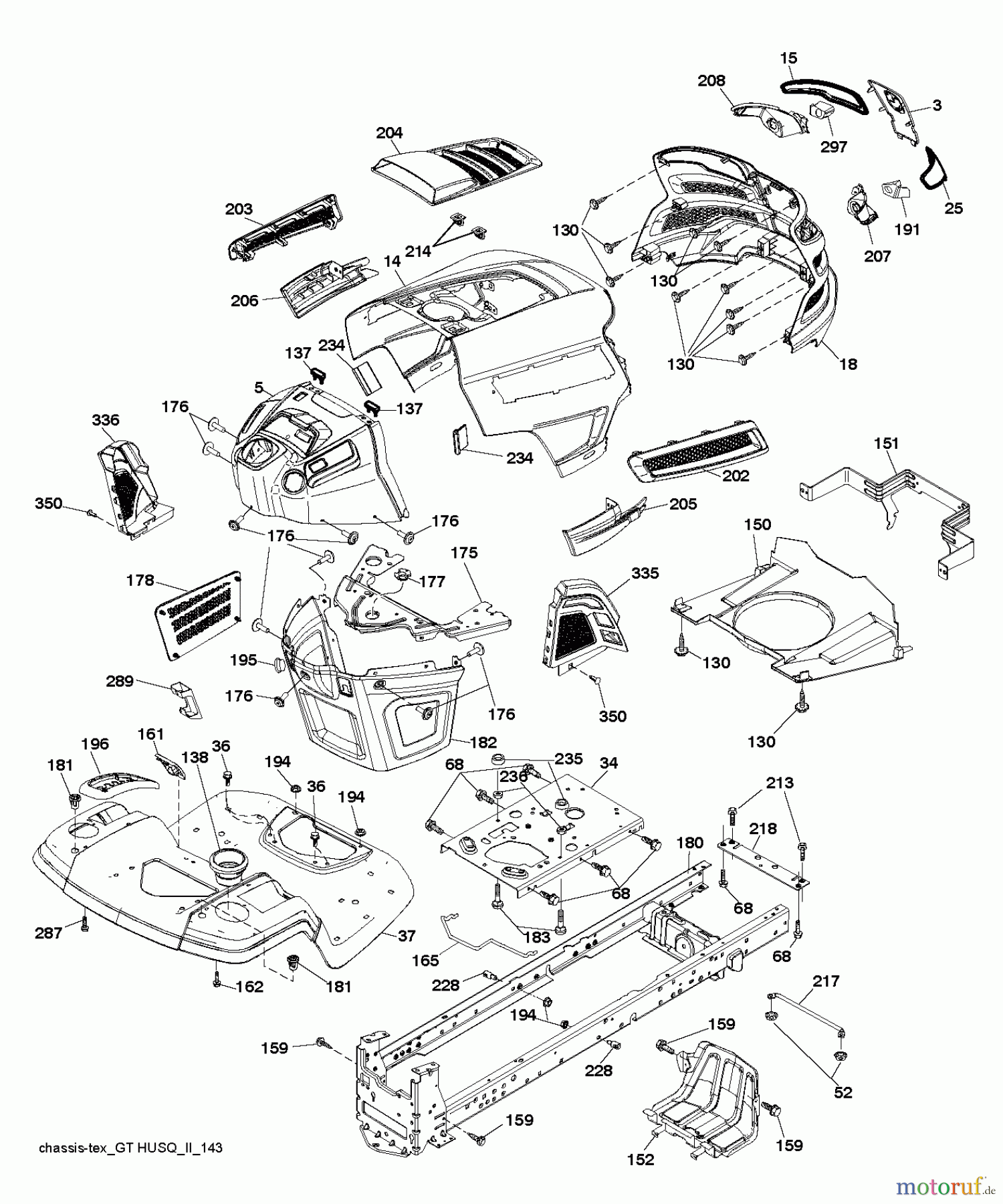 Husqvarna Rasen und Garten Traktoren YTH 2042 (96043016400) - Husqvarna Yard Tractor (2012-10 & After) CHASSIS ENCLOSURES