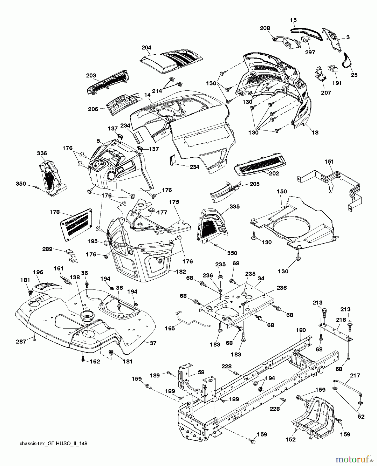 Husqvarna Rasen und Garten Traktoren YTH 2042 (96043016401) - Husqvarna Yard Tractor (2013-02 & After) CHASSIS ENCLOSURES