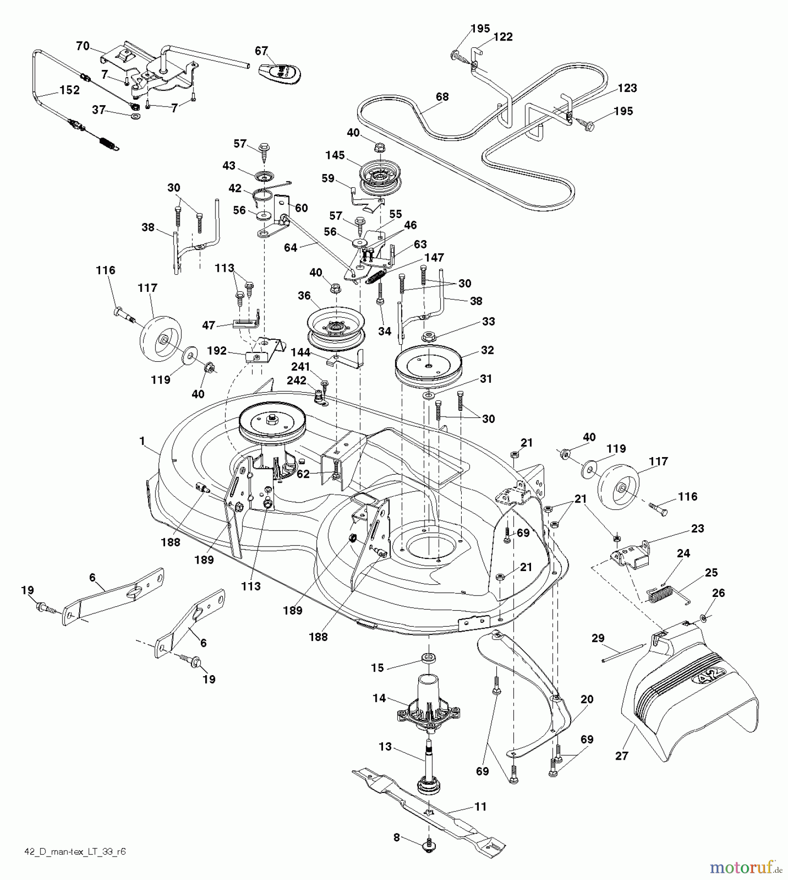 Husqvarna Rasen und Garten Traktoren YTH 2042 (96043012103) - Husqvarna Yard Tractor (2011-08 & After) MOWER DECK / CUTTING DECK