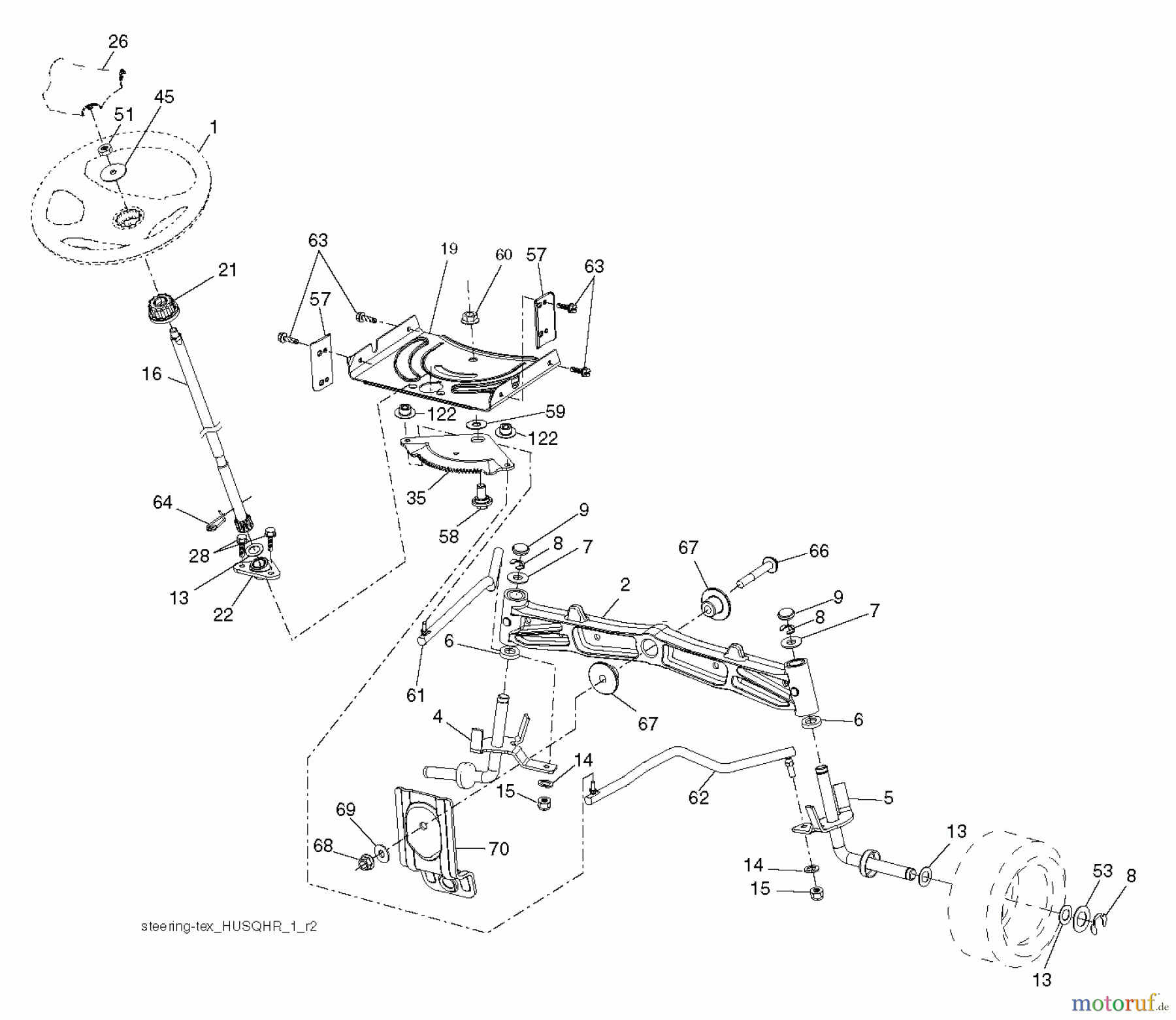 Husqvarna Rasen und Garten Traktoren YTH 2042 (96043016401) - Husqvarna Yard Tractor (2013-02 & After) STEERING