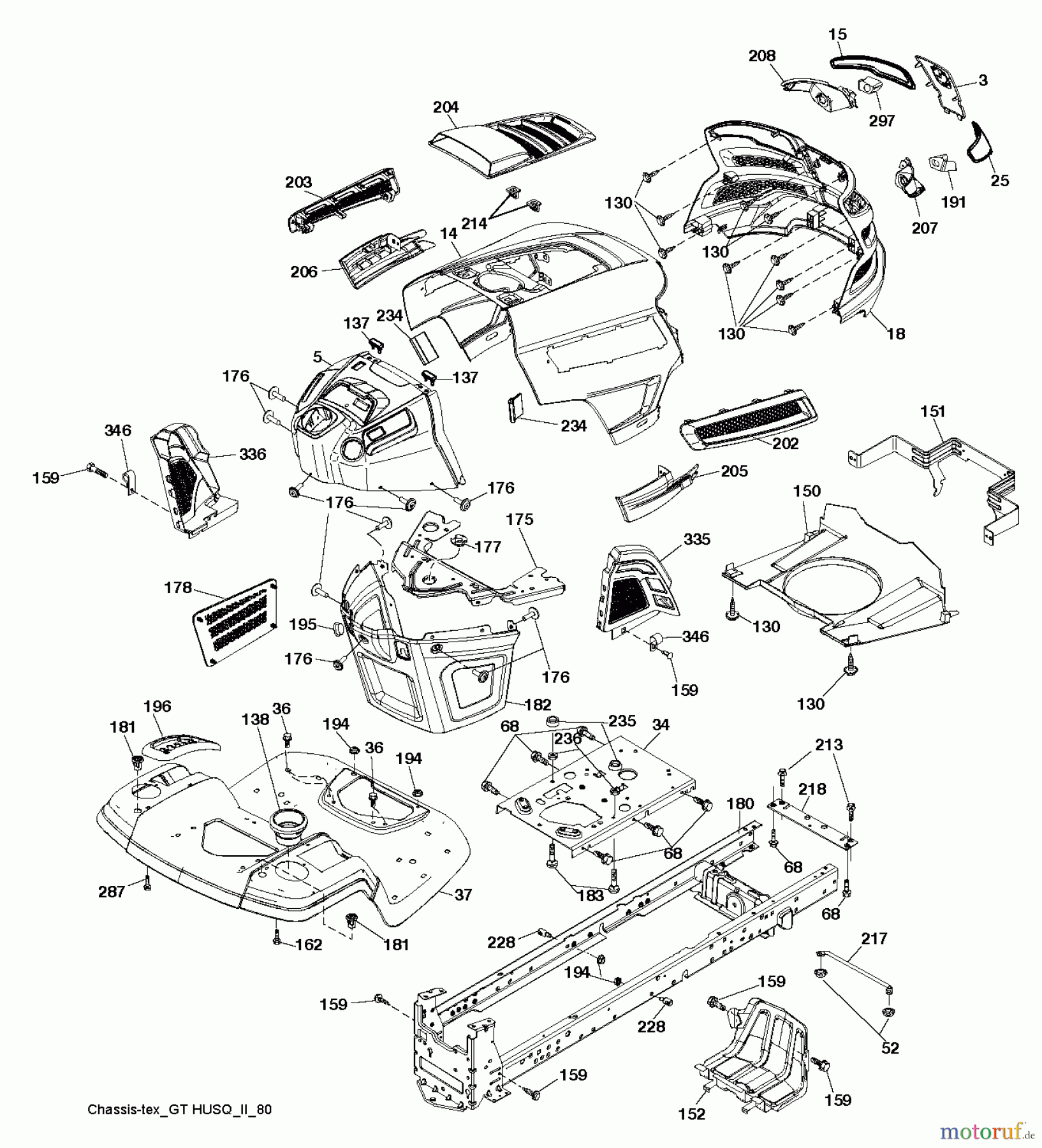 Husqvarna Rasen und Garten Traktoren YTH 2042 (96048003000) - Husqvarna Yard Tractor (2011-11 & After) CHASSIS ENCLOSURES