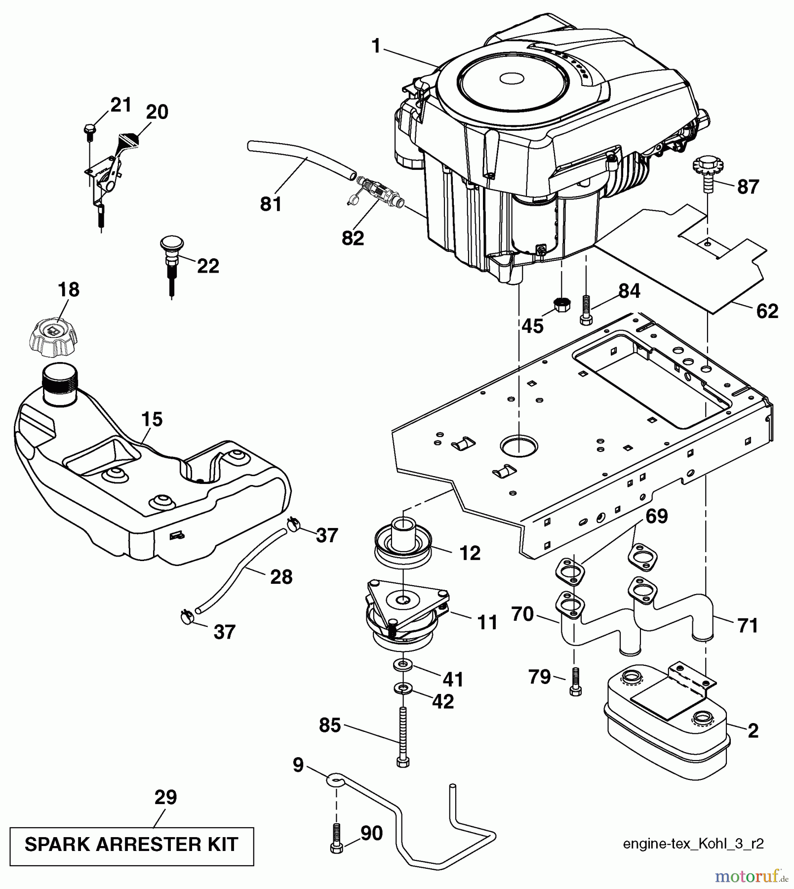 Husqvarna Rasen und Garten Traktoren YTH 2042TD (96041005403) - Husqvarna Yard Tractor (2010-02 & After) Engine