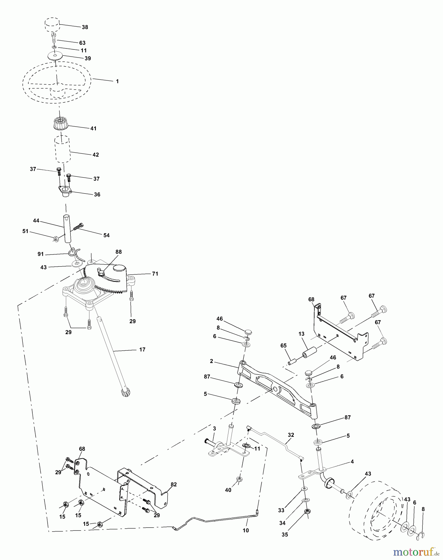 Husqvarna Rasen und Garten Traktoren YTH 2048A (954567086) - Husqvarna Yard Tractor (2001-02 & After) Steering Assembly
