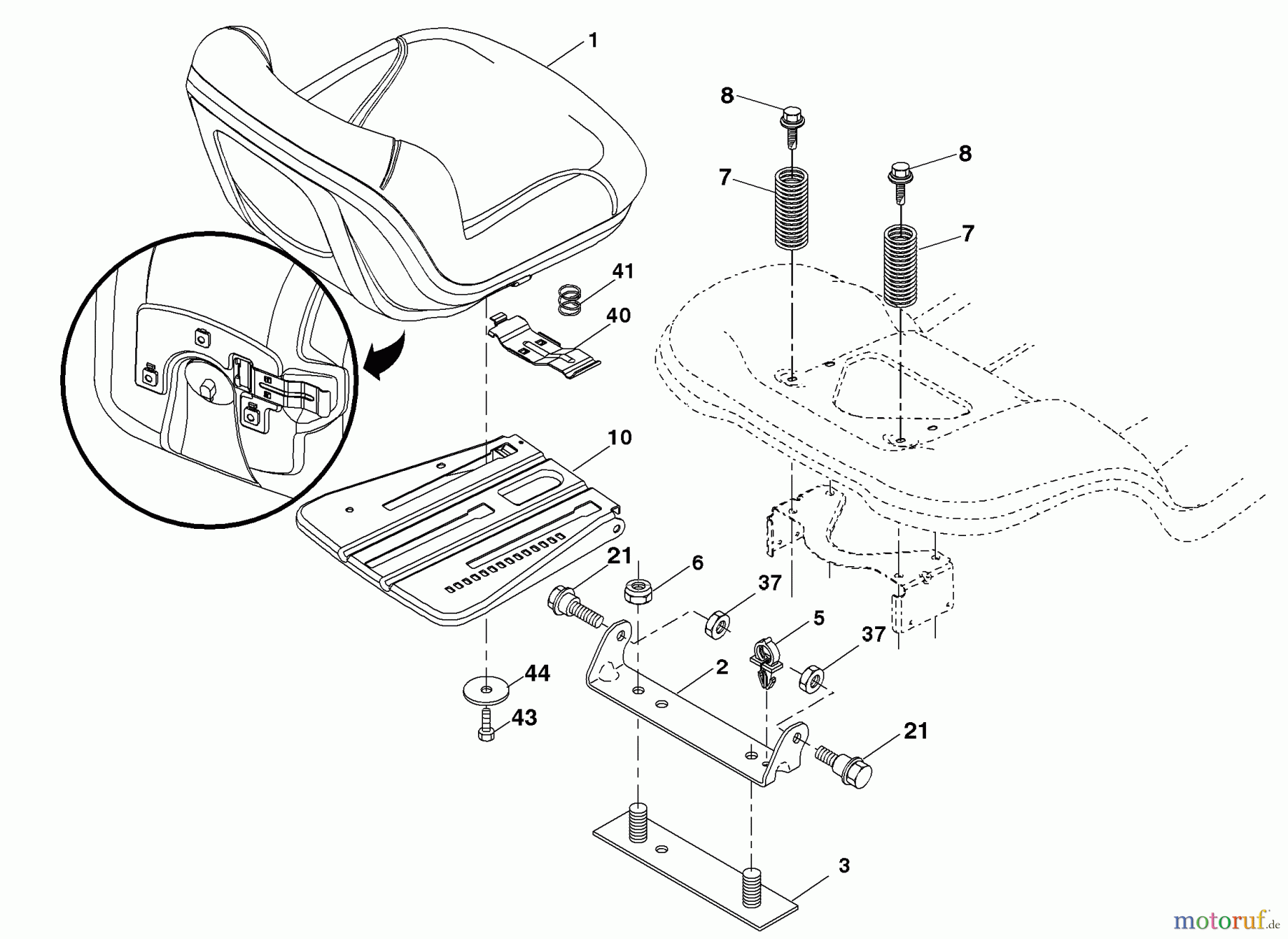 Husqvarna Rasen und Garten Traktoren YTH 20B42T (96043002001) - Husqvarna Yard Tractor (2006-01 & After) Seat Assembly