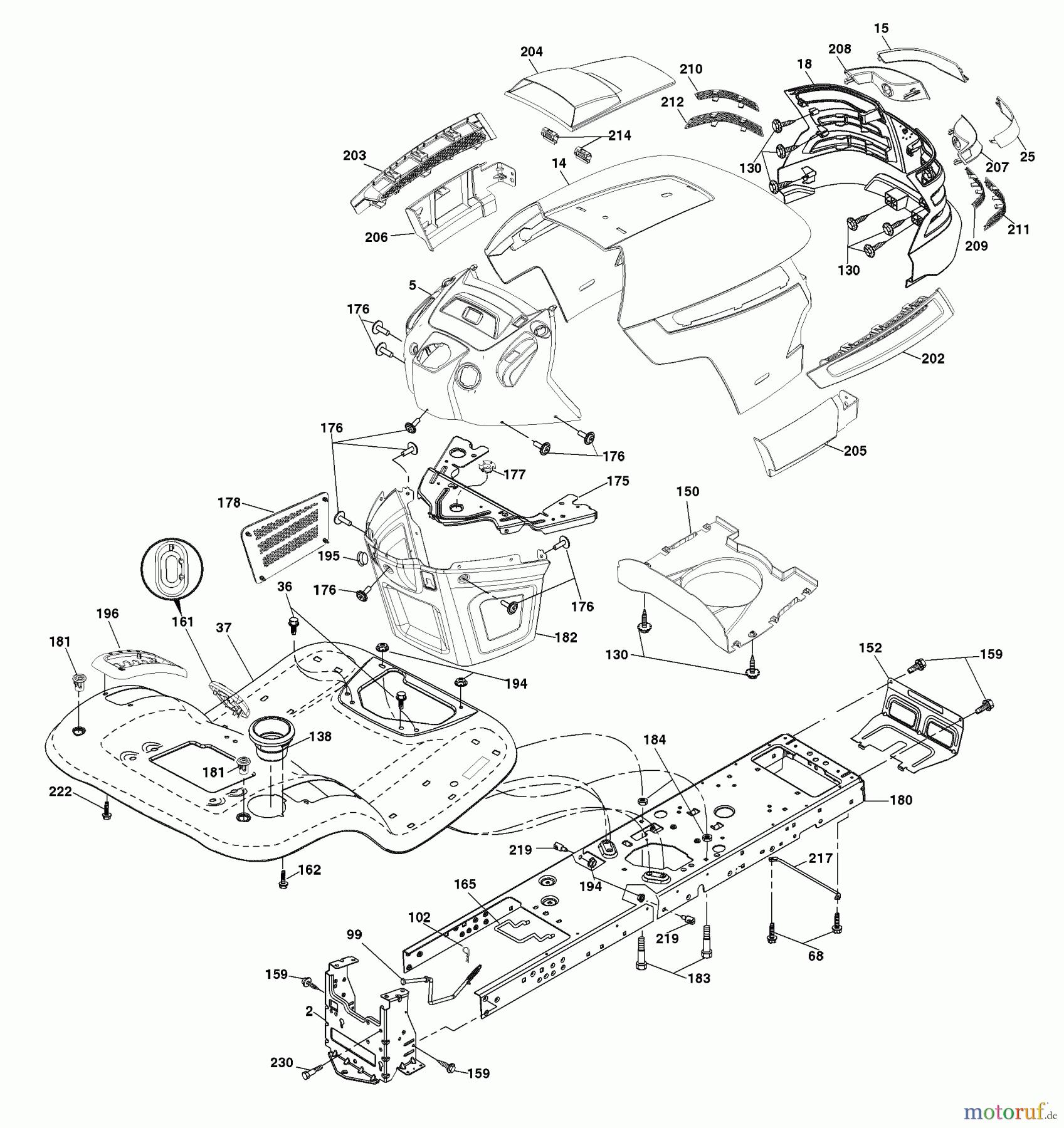 Husqvarna Rasen und Garten Traktoren YTH 20B42T (96043002002) - Husqvarna Yard Tractor (2006-03 & After) Chassis