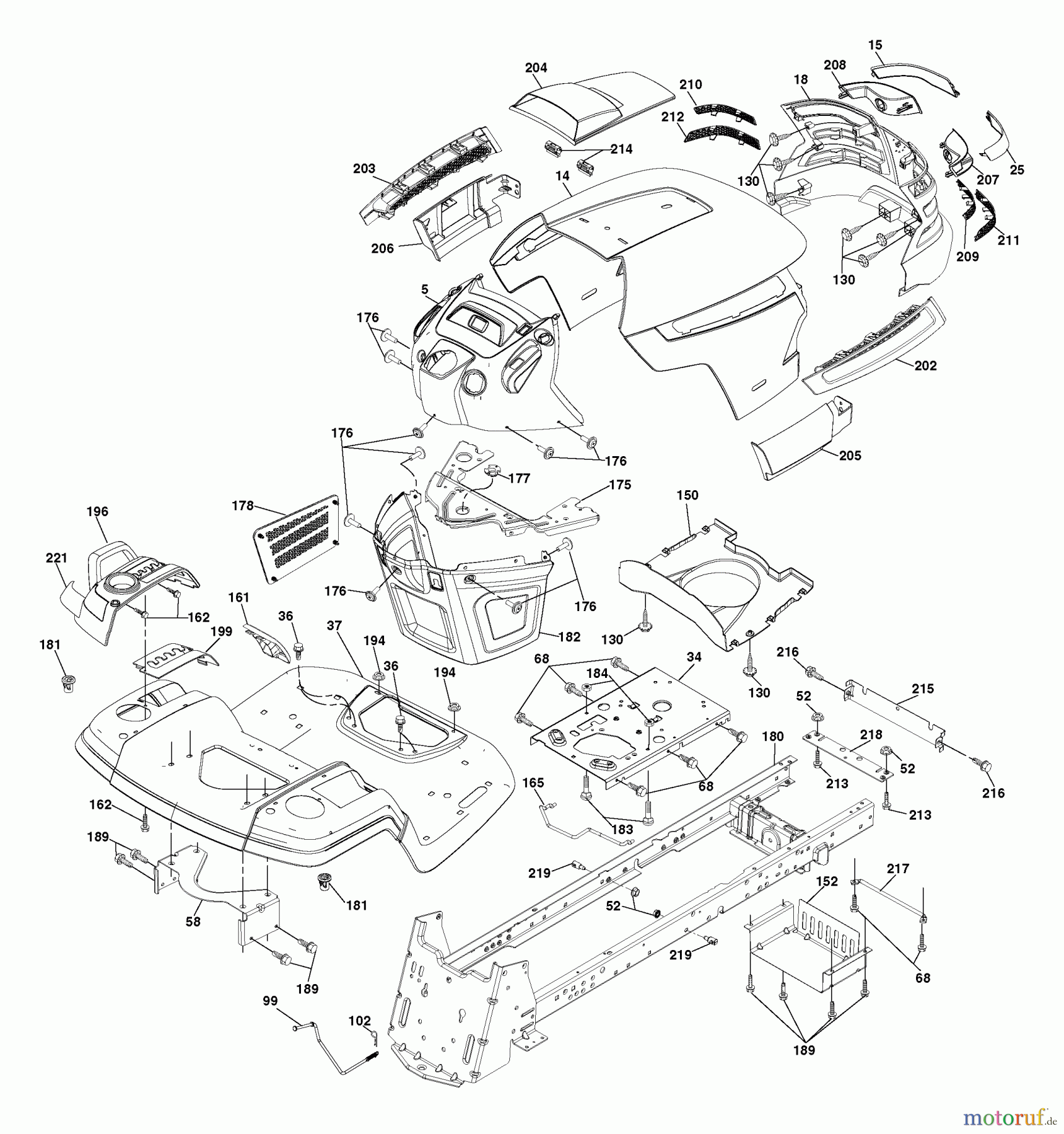 Husqvarna Rasen und Garten Traktoren YTH 20F42T (96043000501) - Husqvarna Yard Tractor (2006-05 & After) Chassis