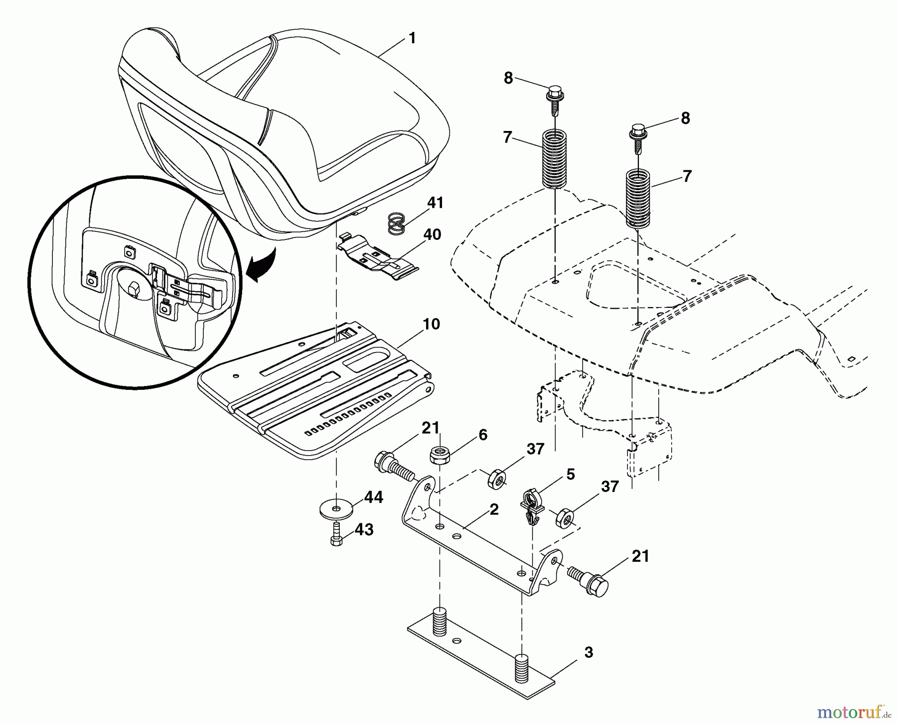 Husqvarna Rasen und Garten Traktoren YTH 20F42T (96043000501) - Husqvarna Yard Tractor (2006-05 & After) Seat Assembly