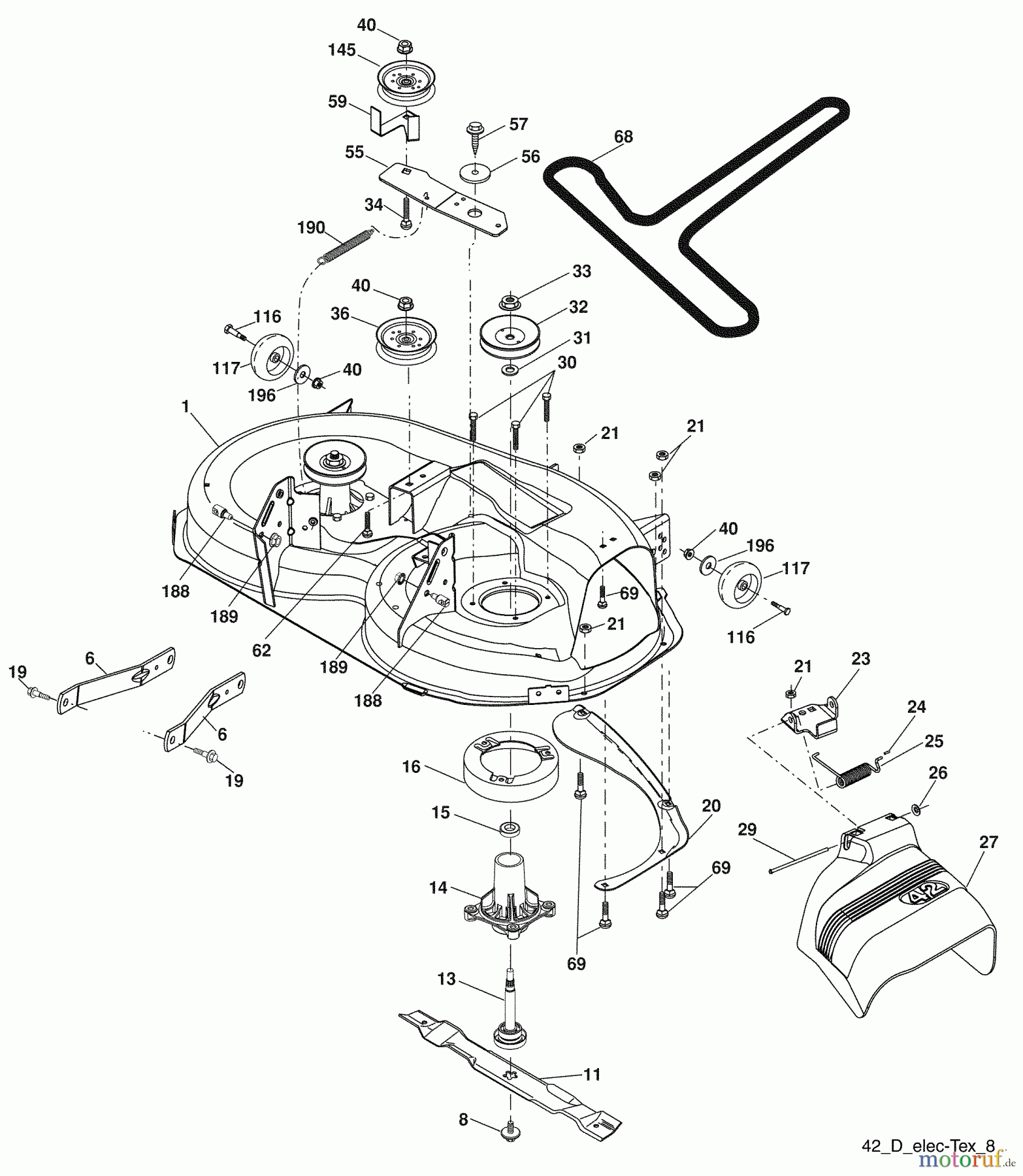 Husqvarna Rasen und Garten Traktoren YTH 20F42T (96043000502) - Husqvarna Yard Tractor (2006-09 & After) Mower Deck