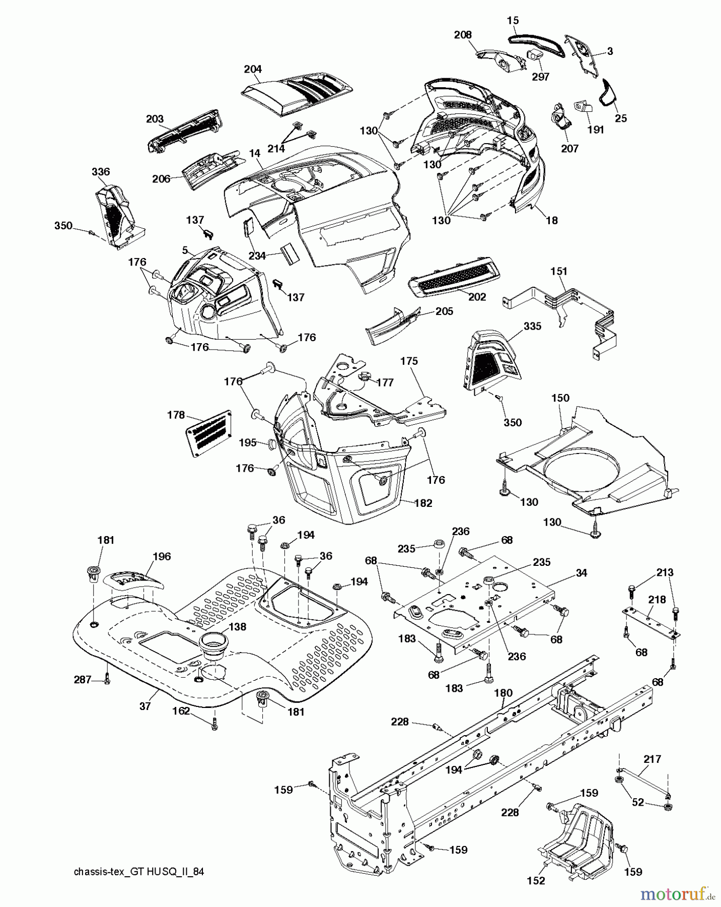 Husqvarna Rasen und Garten Traktoren YTH 20K46 (240464) - Husqvarna Yard Tractor (2012-11 & After) CHASSIS / FRAME
