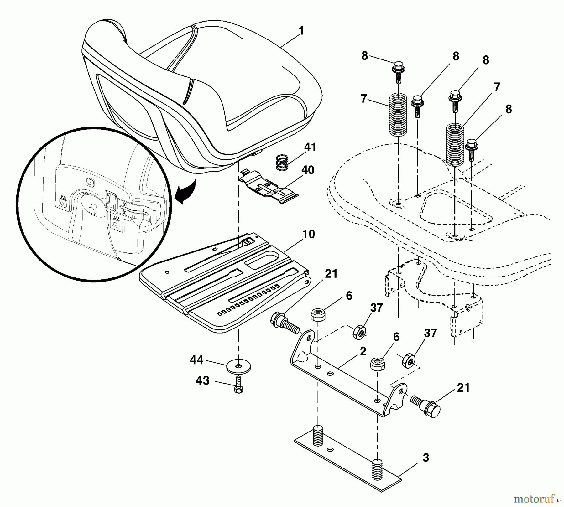 Husqvarna Rasen und Garten Traktoren YTH 20K46 (96045000404) - Husqvarna Yard Tractor (2007-10 & After) Seat Assembly