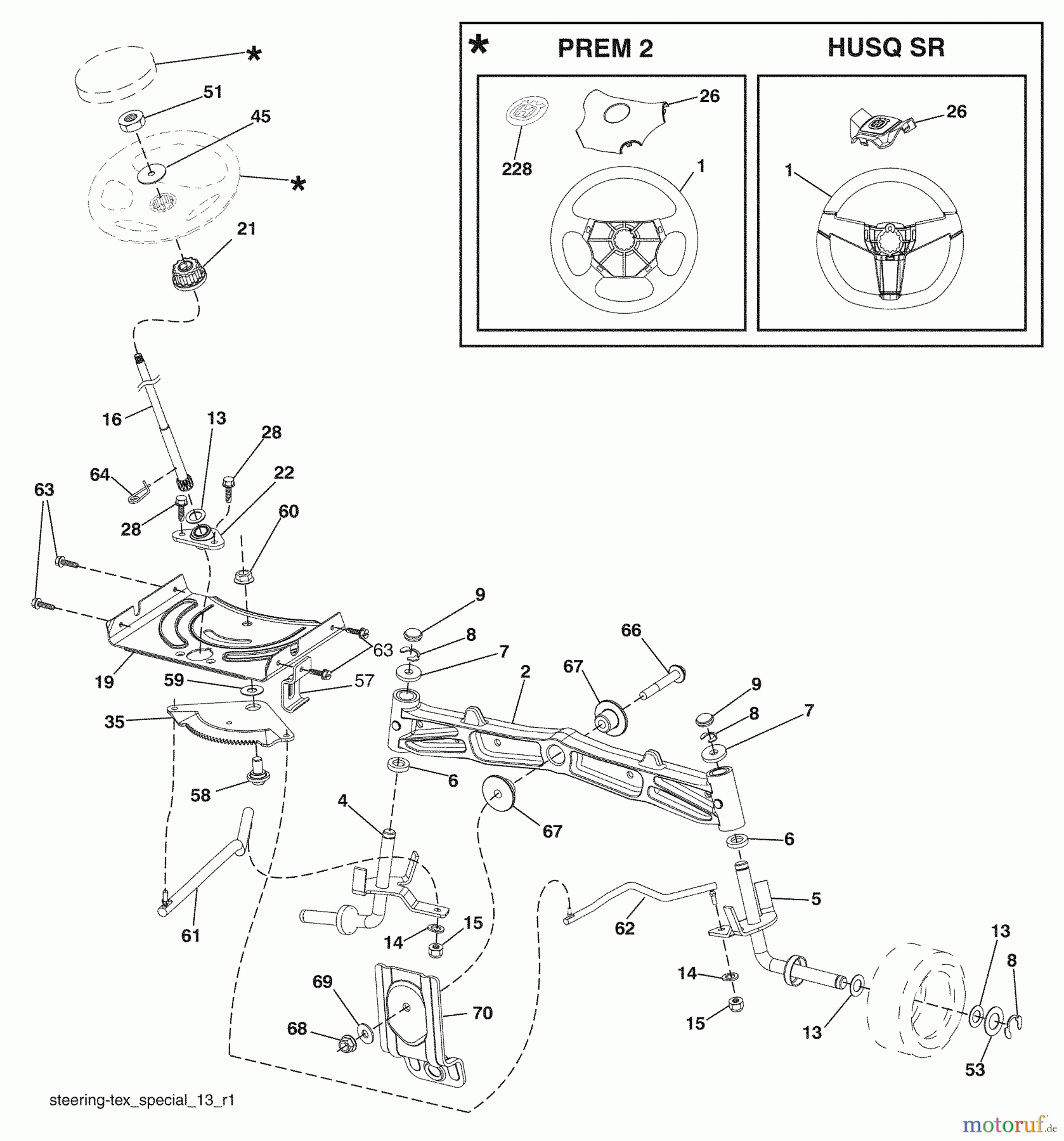 Husqvarna Rasen und Garten Traktoren YTH 20K46 (96045000409) - Husqvarna Yard Tractor (2008-12 & After) Steering Assembly