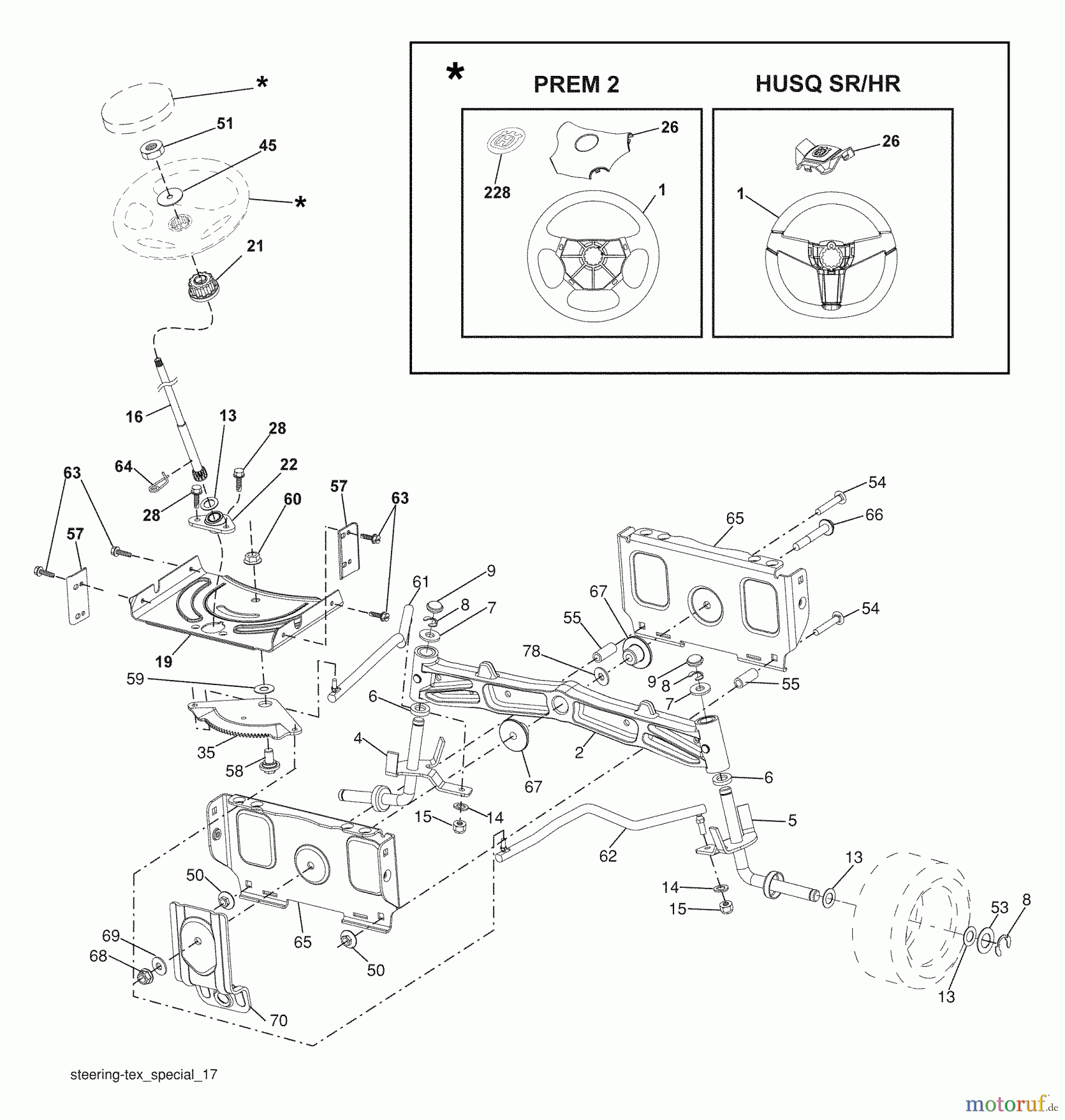 Husqvarna Rasen und Garten Traktoren YTH 20K46 (96045000412) - Husqvarna Yard Tractor (2008-10 & After) Steering Assembly