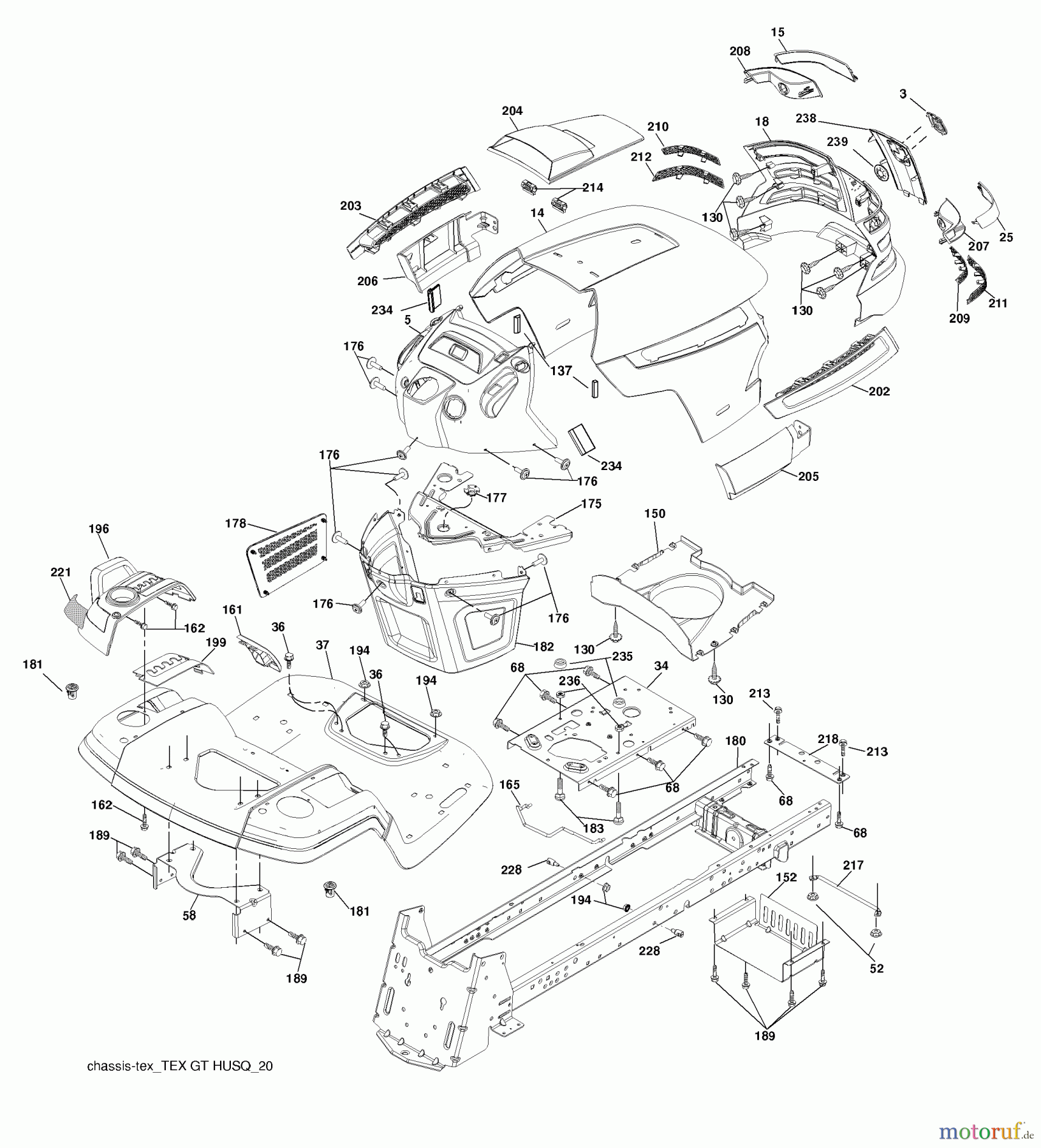 Husqvarna Rasen und Garten Traktoren YTH 2146XP (96043002901) - Husqvarna Yard Tractor (2008-01 & After) Chassis