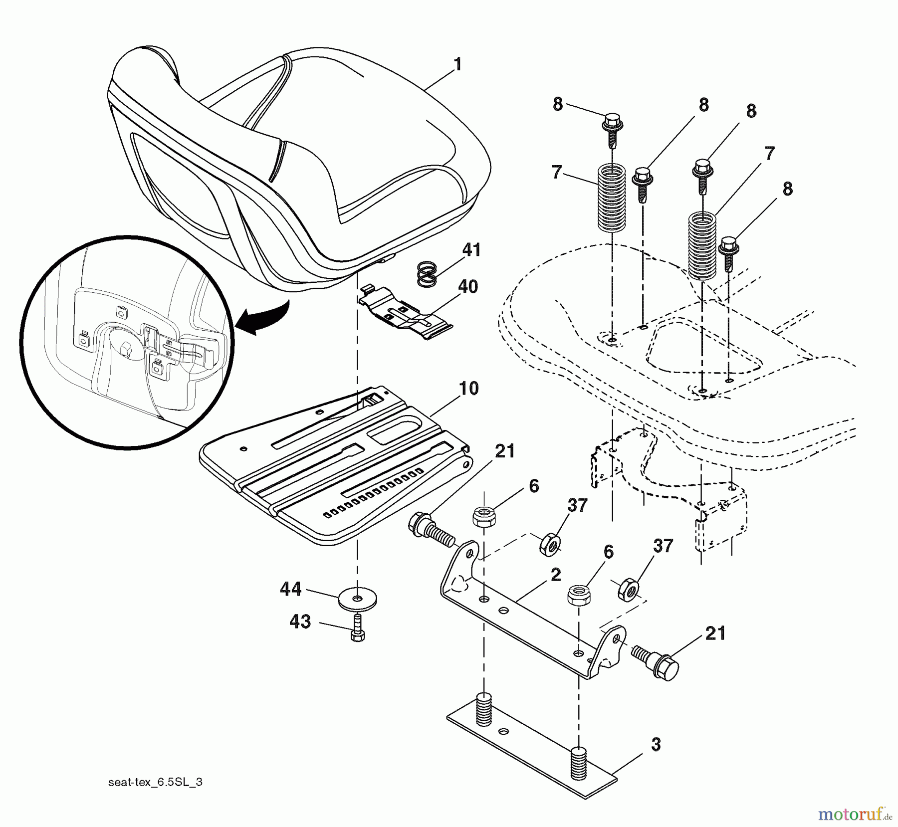Husqvarna Rasen und Garten Traktoren YTH 2146XP (96043005200) - Husqvarna Yard Tractor (2007-12 & After) (California) Seat Assembly