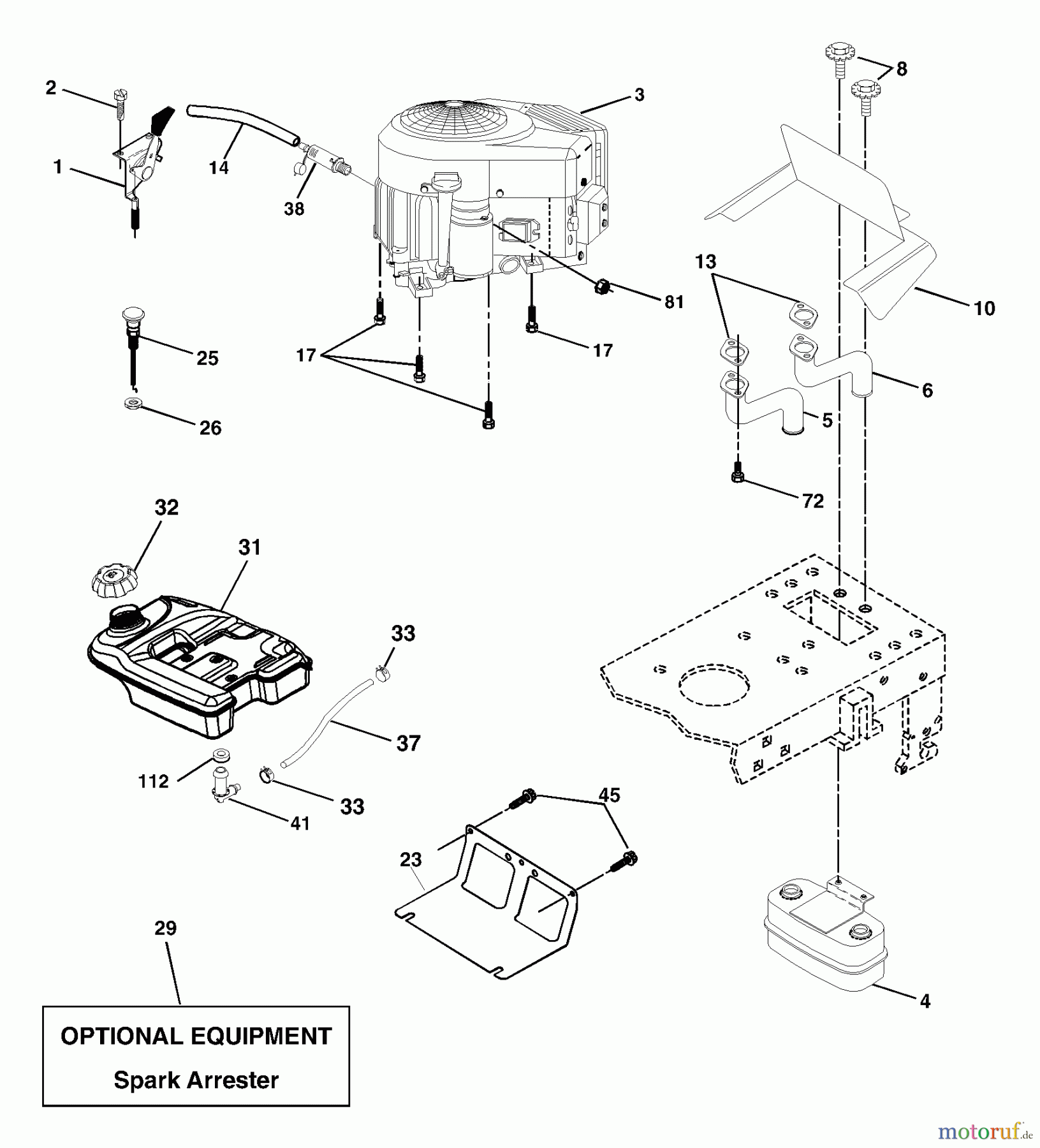 Husqvarna Rasen und Garten Traktoren YTH 2148 (954572035) (LO21H48A) - Husqvarna Yard Tractor (2003-12 to 2004-02) Engine