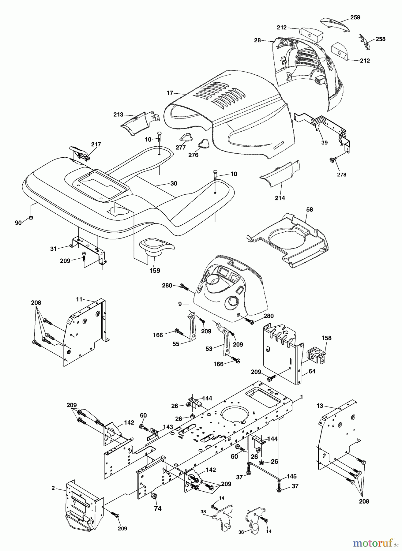 Husqvarna Rasen und Garten Traktoren YTH 2148 (954572035) (LO21H48F) - Husqvarna Yard Tractor (2004-03 to 2004-03) Chassis And Enclosures