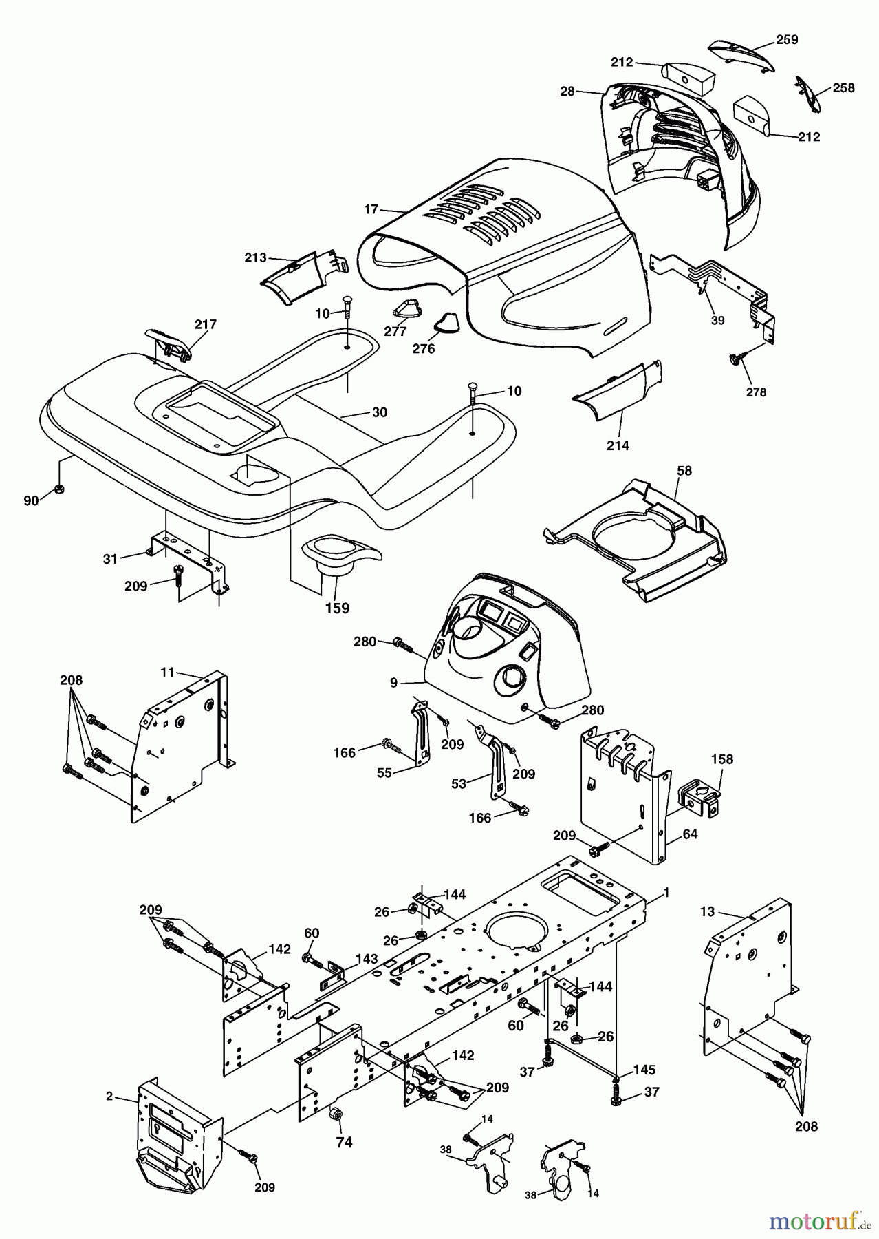 Husqvarna Rasen und Garten Traktoren YTH 2148 (954572035) (LO21H48J) - Husqvarna Yard Tractor (2004-05 to 2005-04) Chassis And Enclosures