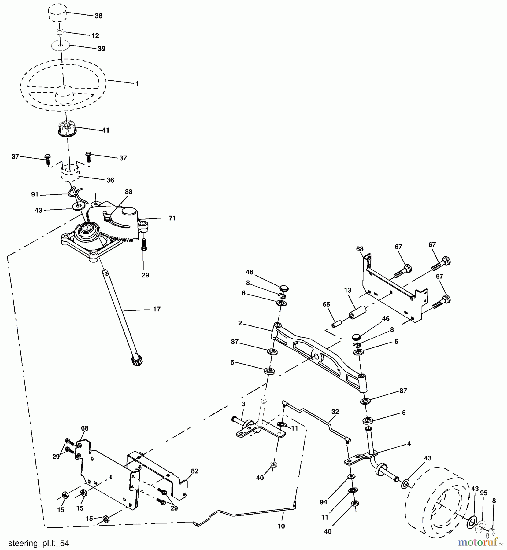 Husqvarna Rasen und Garten Traktoren YTH 2148A (954571960) - Husqvarna Yard Tractor (2003-11 & After) Steering Assembly
