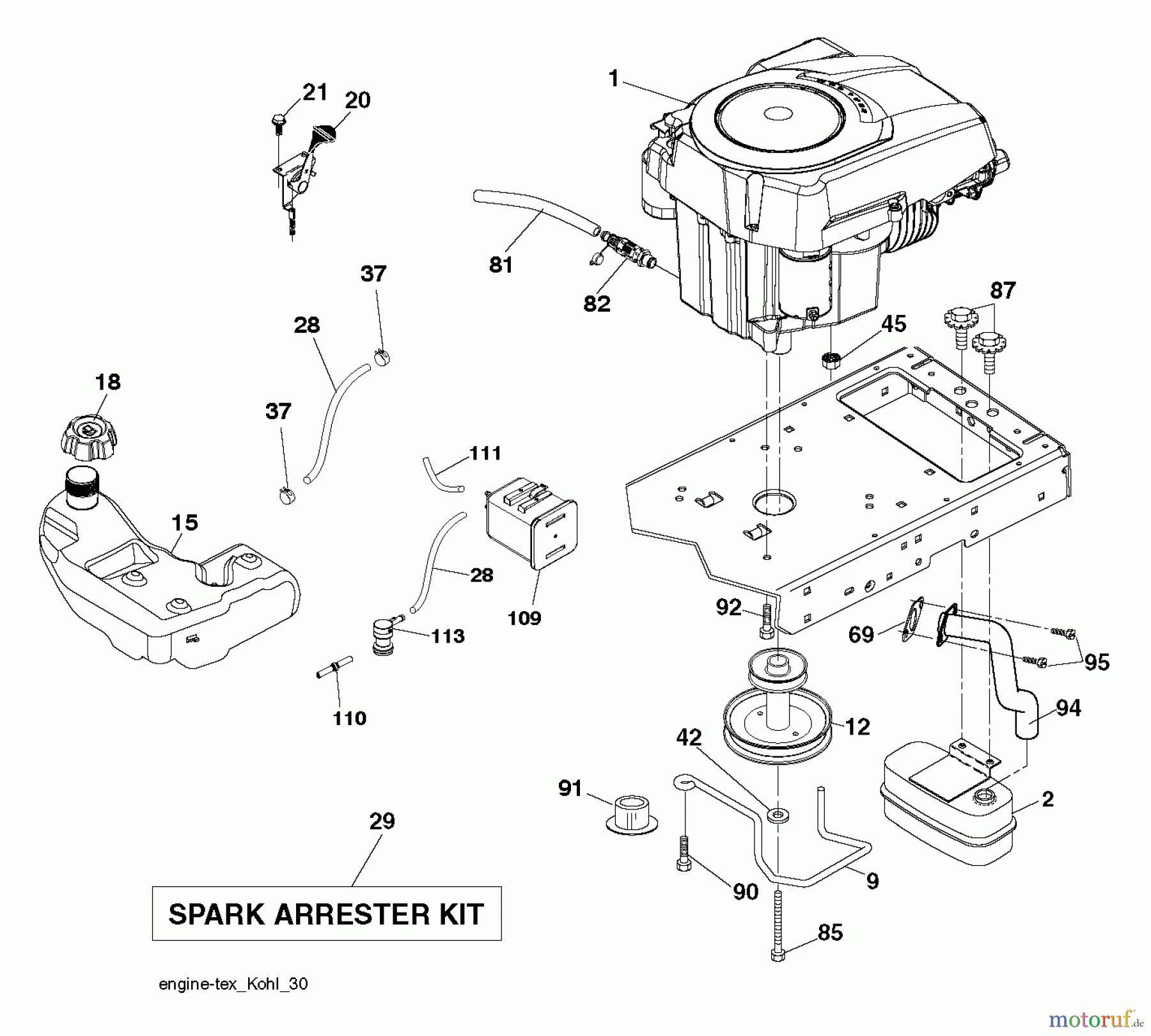 Husqvarna Rasen und Garten Traktoren YTH 21K46 (96043012301) - Husqvarna Yard Tractor (2011-08 & After) ENGINE