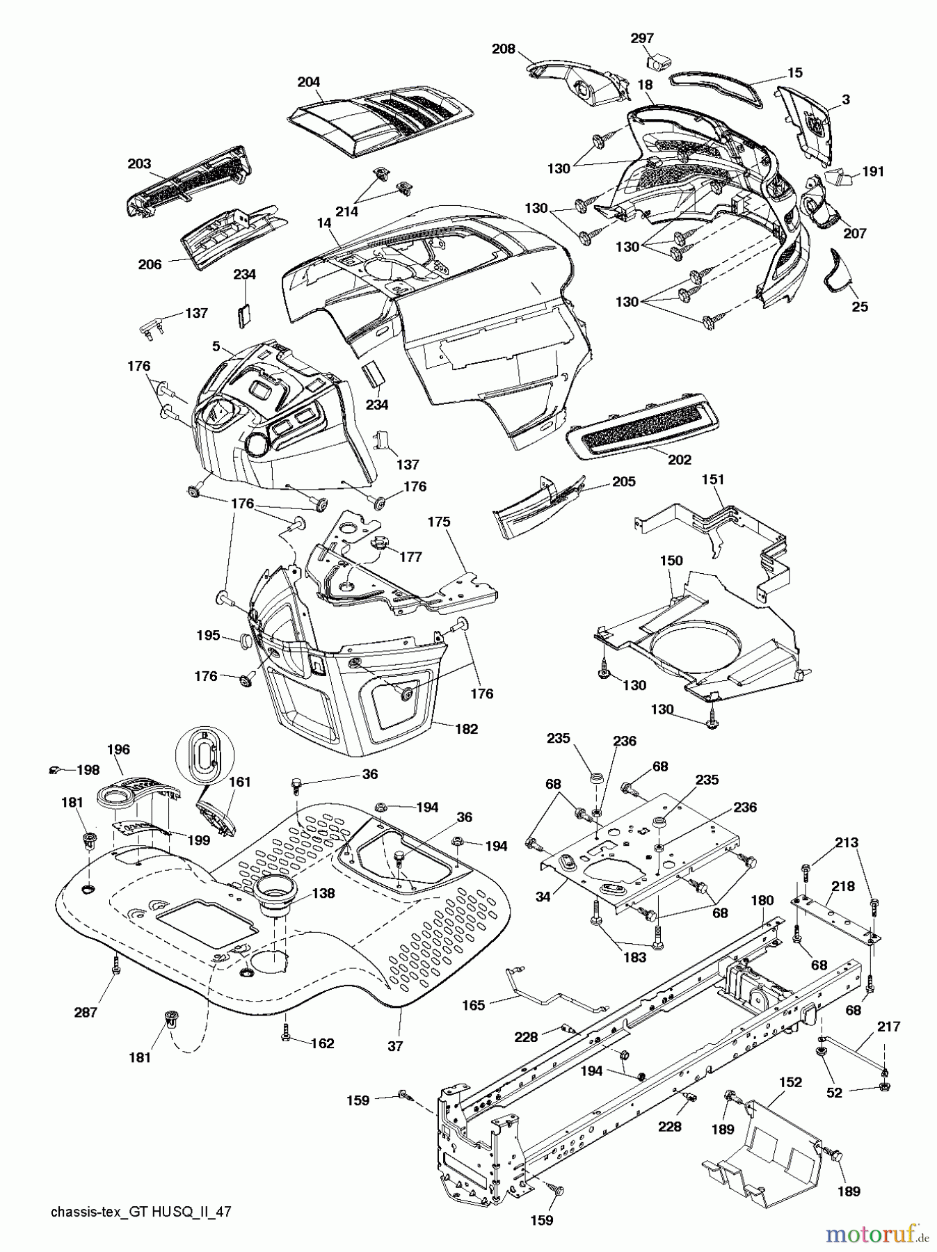 Husqvarna Rasen und Garten Traktoren YTH 21K46 (96045002901) - Husqvarna Yard Tractor (2011-05 & After) CHASSIS / FRAME