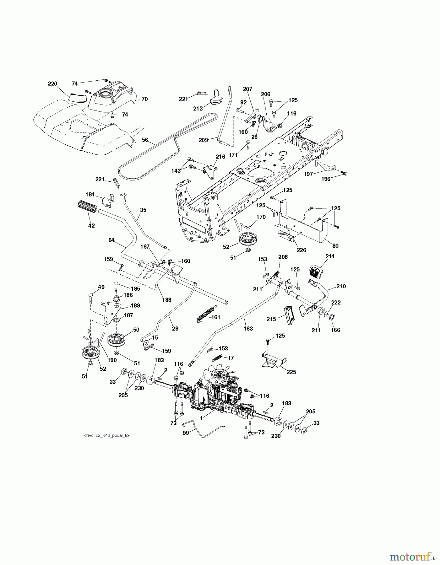 Husqvarna Rasen und Garten Traktoren YTH 223T (96041021000) - Husqvarna Yard Tractor (2010-11 & After) DRIVE