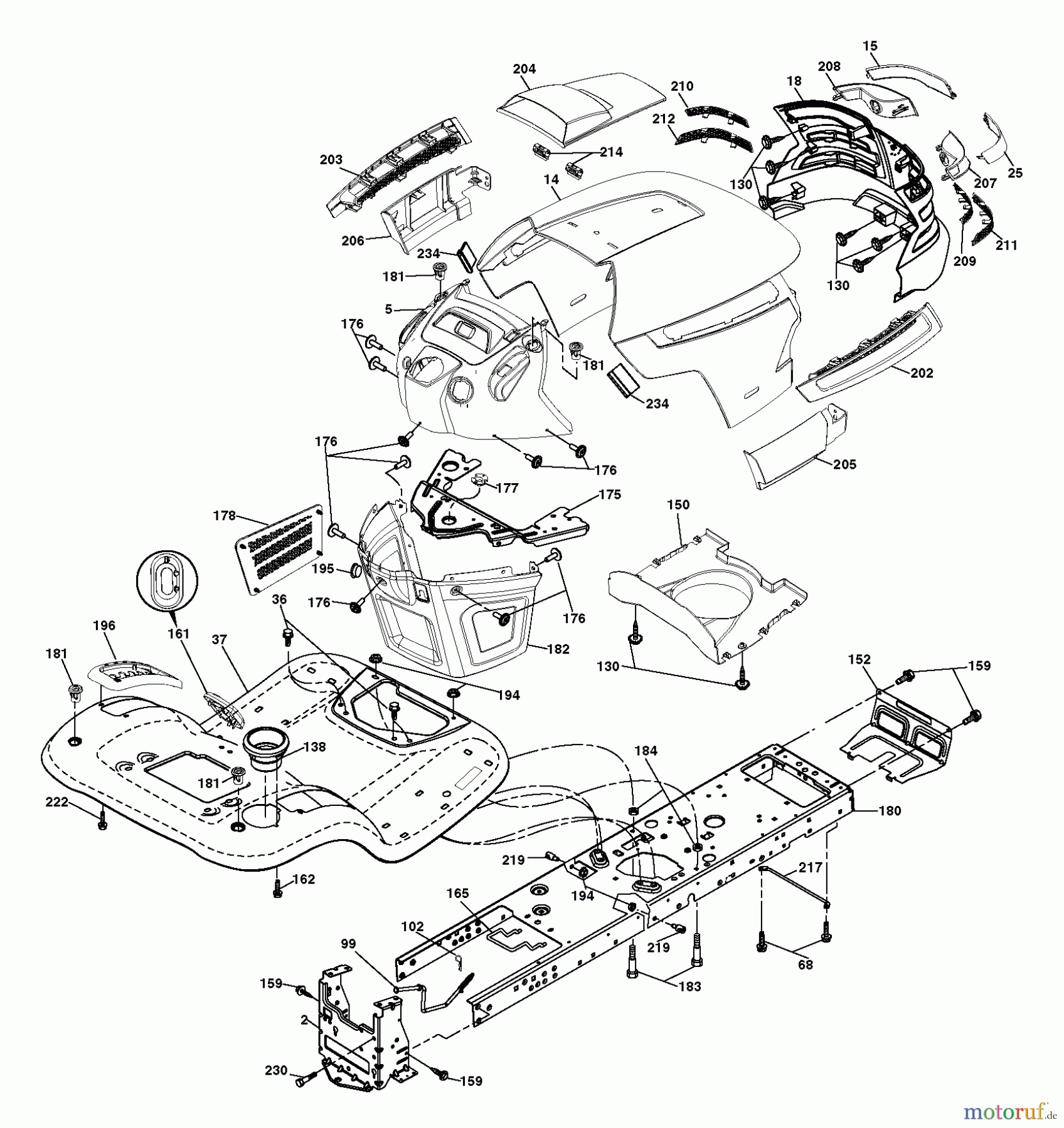 Husqvarna Rasen und Garten Traktoren YTH 2242T (917.279181) - Husqvarna Yard Tractor (2006-05 & After) (Sears Craftsman) Chassis