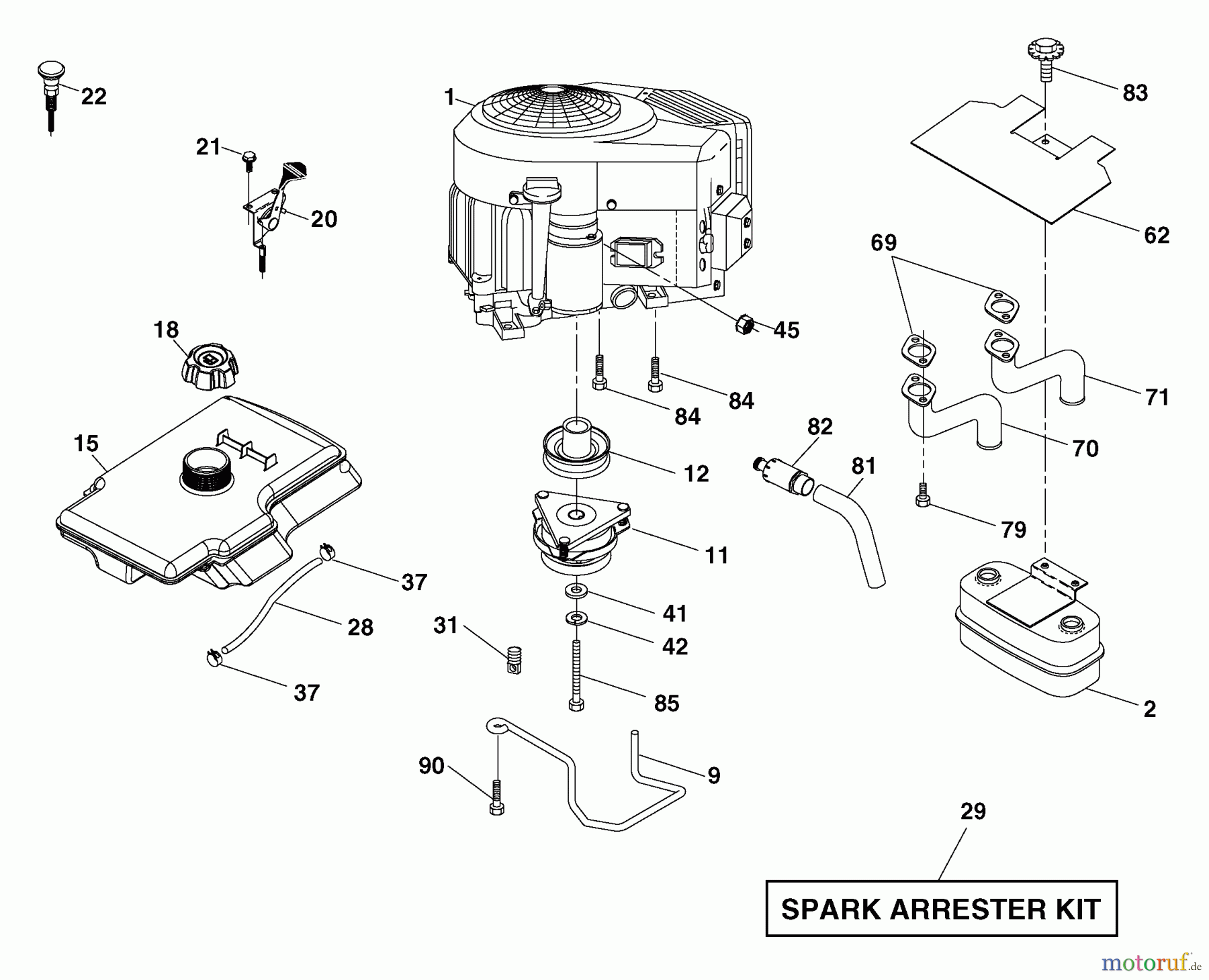Husqvarna Rasen und Garten Traktoren YTH 2242T (917.279181) - Husqvarna Yard Tractor (2006-05 & After) (Sears Craftsman) Engine