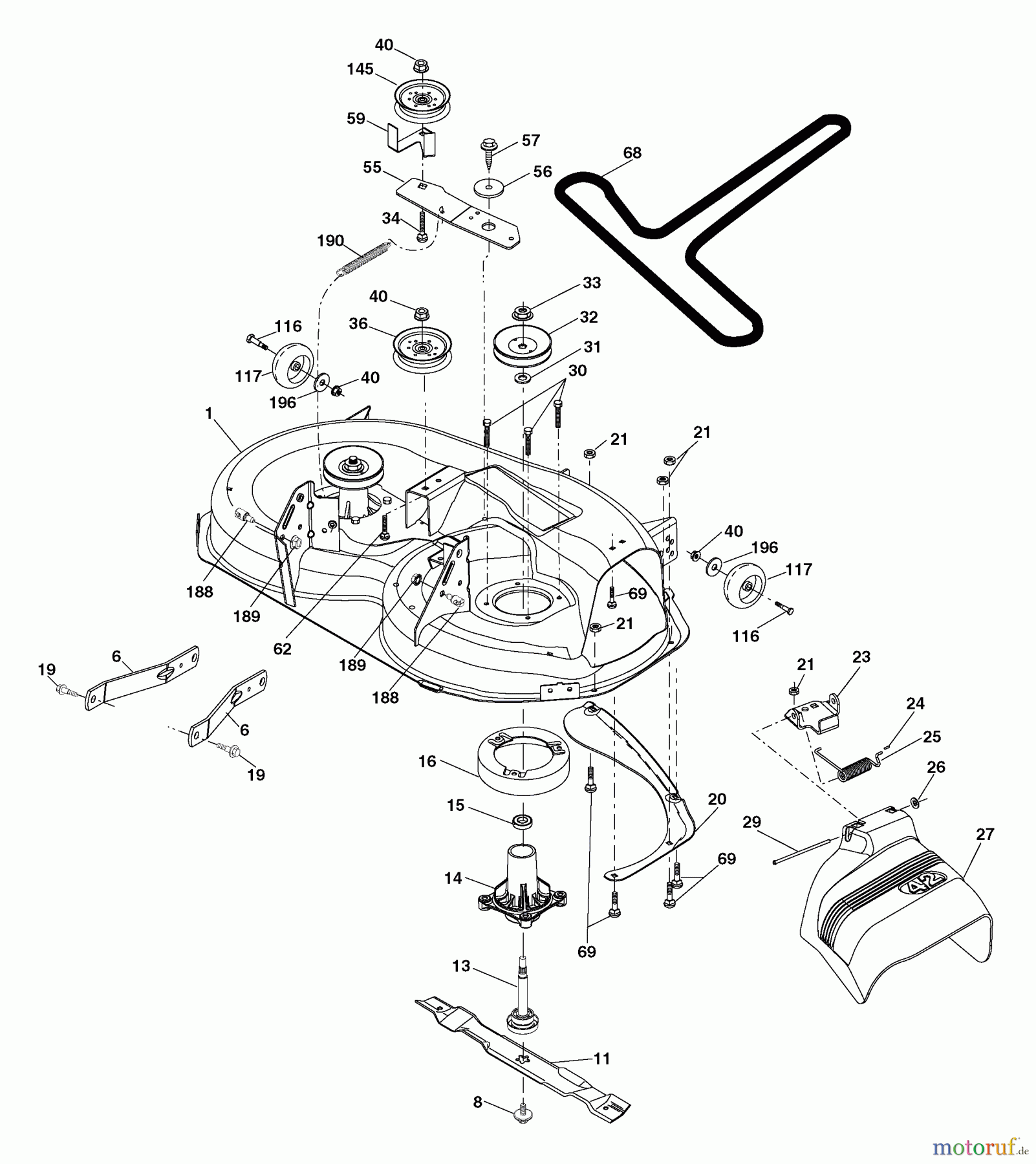 Husqvarna Rasen und Garten Traktoren YTH 2242T (917.279181) - Husqvarna Yard Tractor (2006-05 & After) (Sears Craftsman) Mower Deck