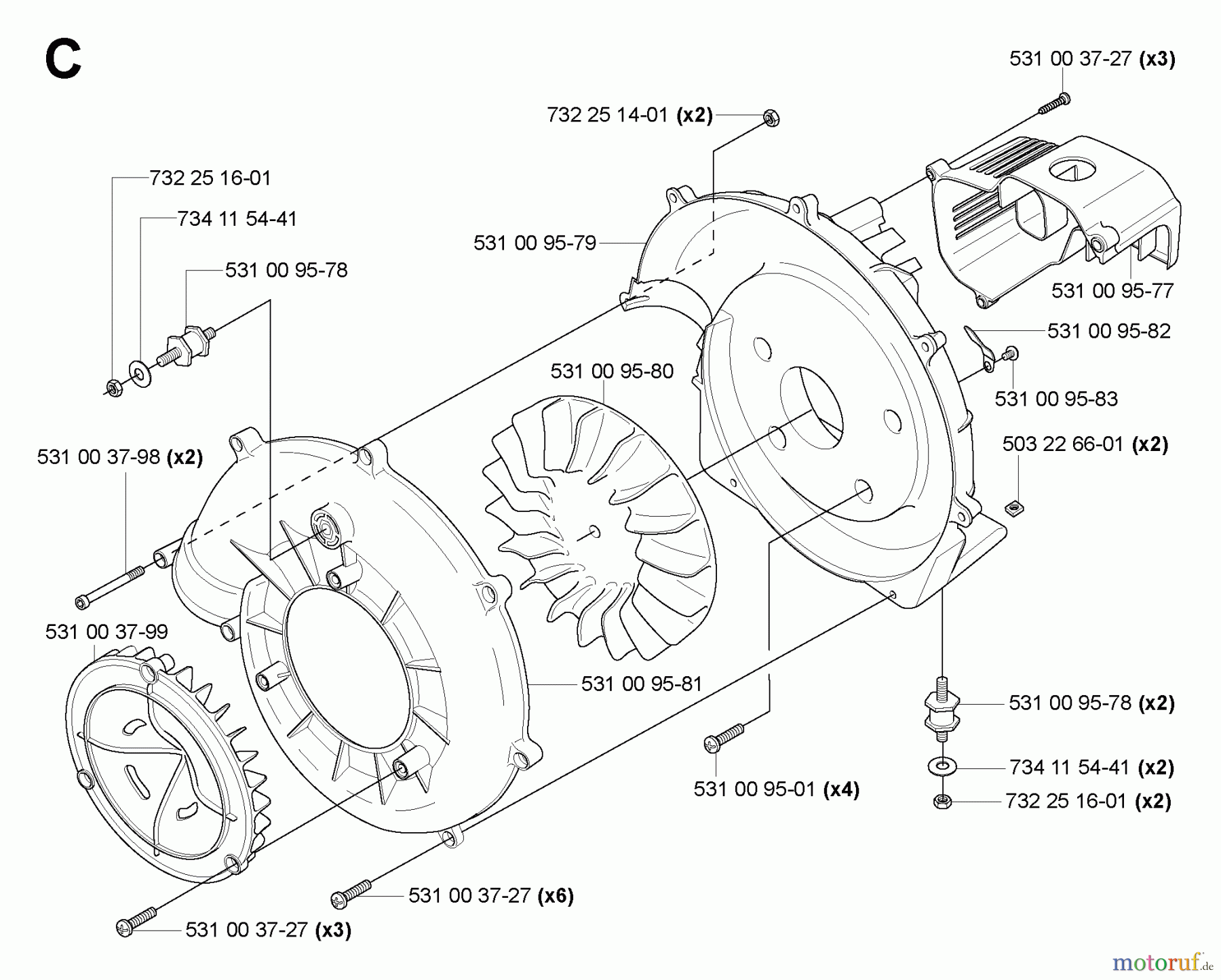  Husqvarna Bläser / Sauger / Häcksler / Mulchgeräte 125 BT - Husqvarna Backpack Blower (2004-10 & After) Blower Housing