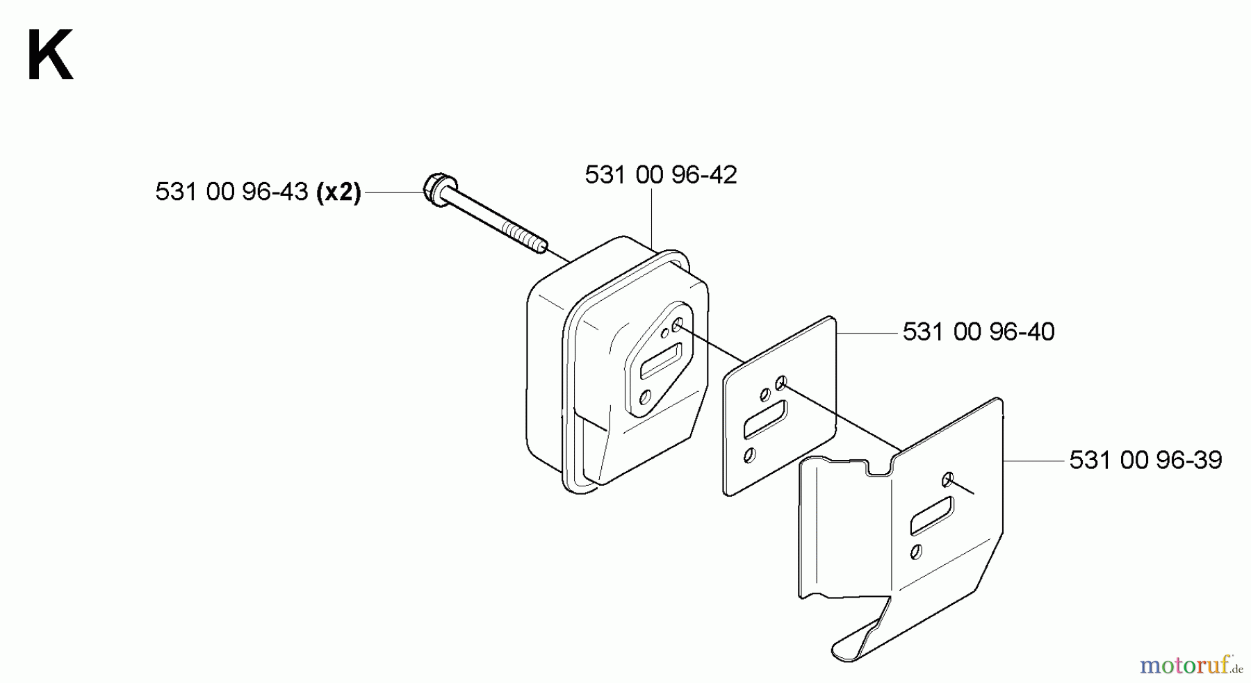  Husqvarna Bläser / Sauger / Häcksler / Mulchgeräte 125 BT - Husqvarna Backpack Blower (2004-10 & After) Muffler