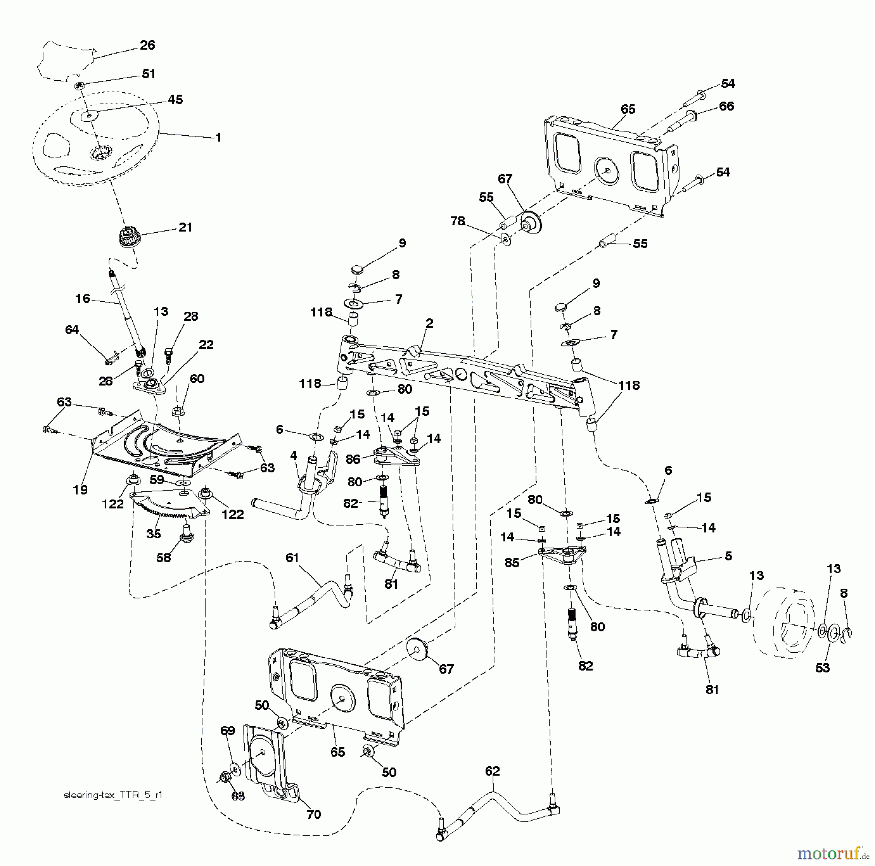 Husqvarna Rasen und Garten Traktoren YTH 2242 TDRF (96041023703) - Husqvarna Yard Tractor (2013-05) STEERING