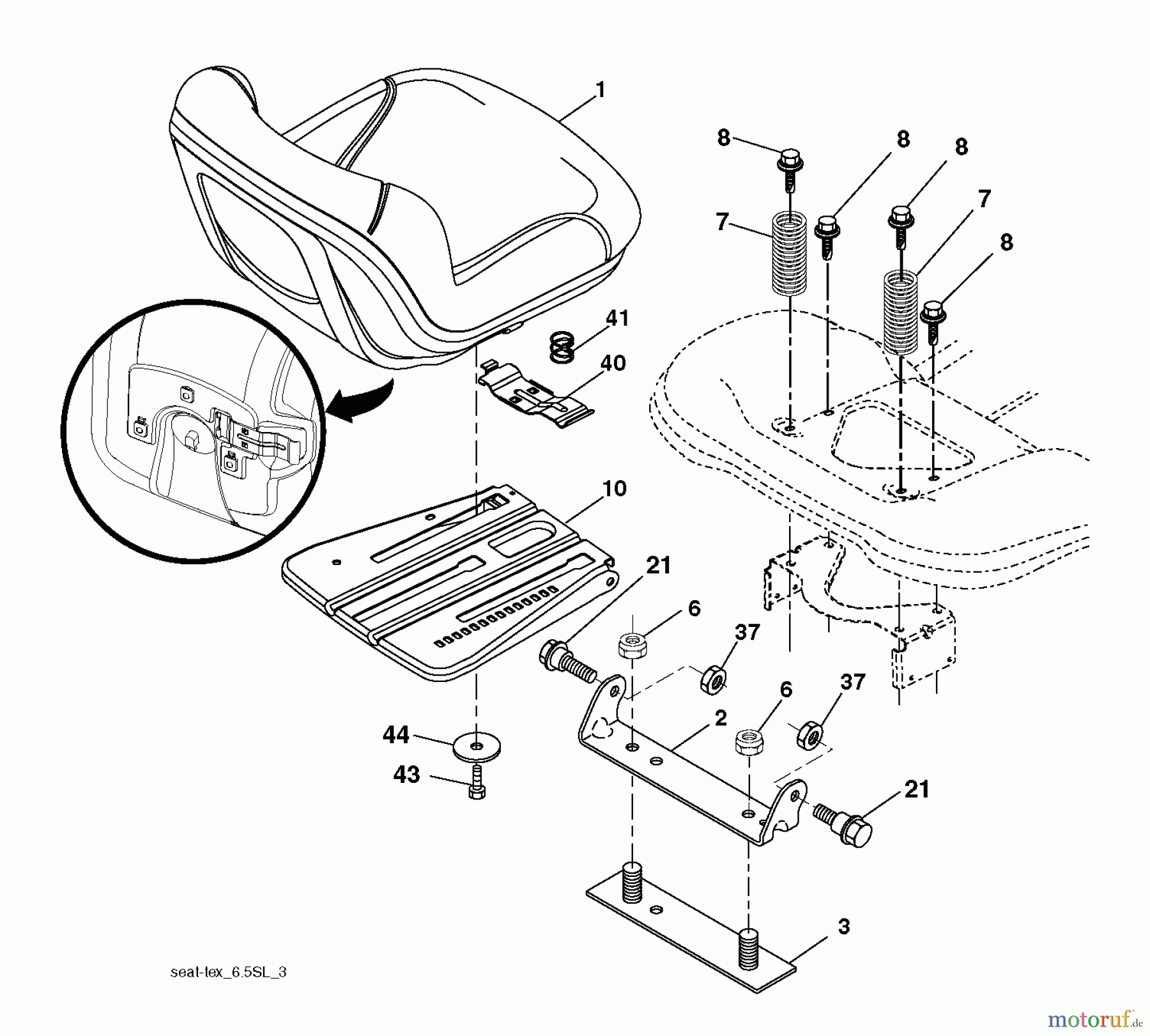 Husqvarna Rasen und Garten Traktoren YTH 2242TDRF (96041023702) - Husqvarna Yard Tractor (2012-11 & After) SEAT