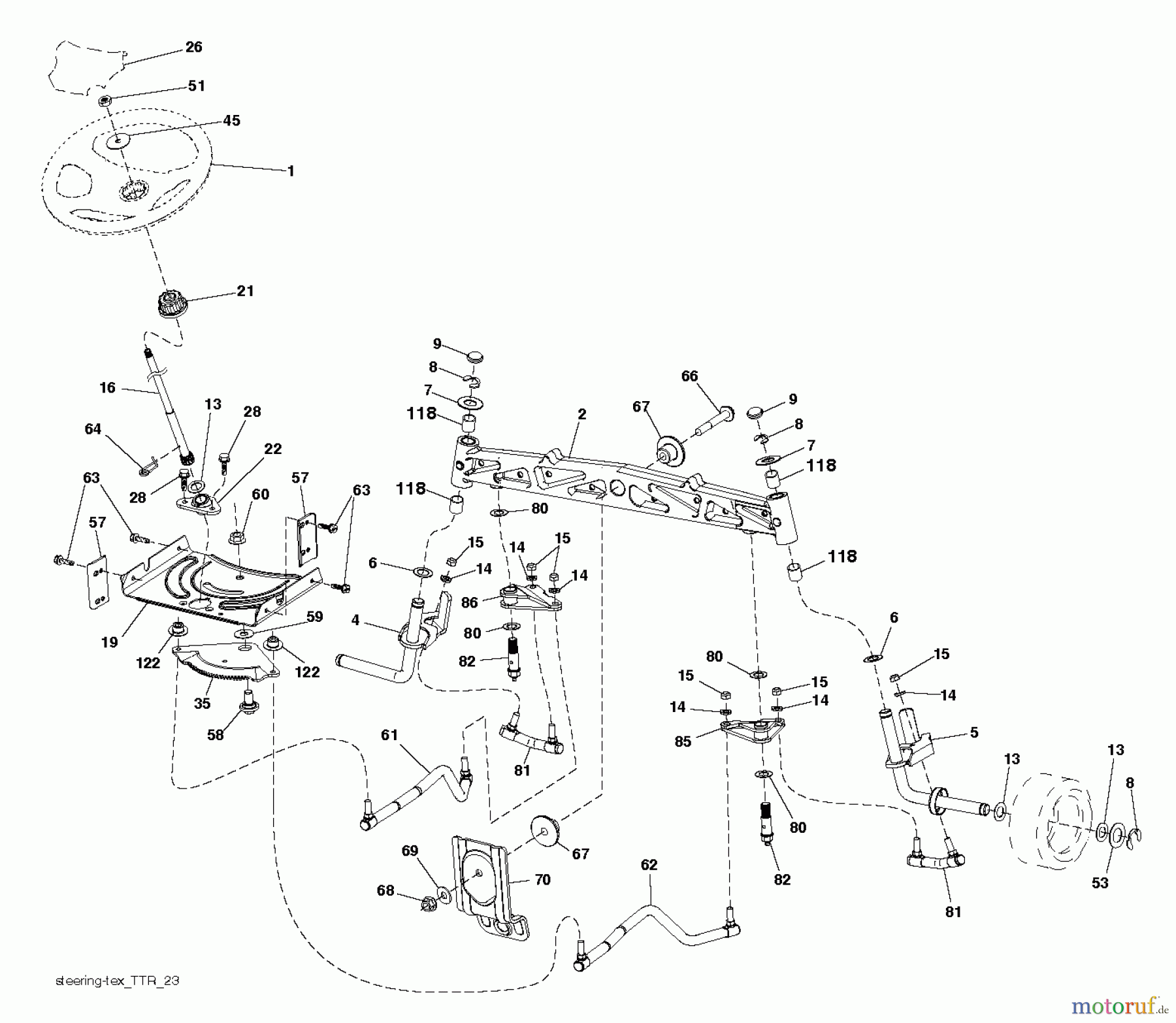 Husqvarna Rasen und Garten Traktoren YTH 224T (96041030800) - Husqvarna Yard Tractor (2012-08 & After) STEERING