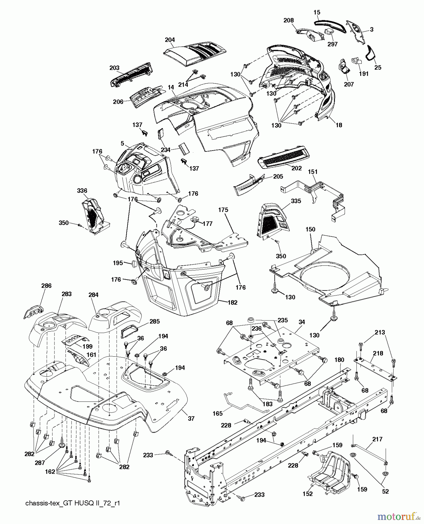 Husqvarna Rasen und Garten Traktoren YTH 22K48 (96048003300) - Husqvarna Yard Tractor (2012-01 & After) CHASSIS ENCLOSURES