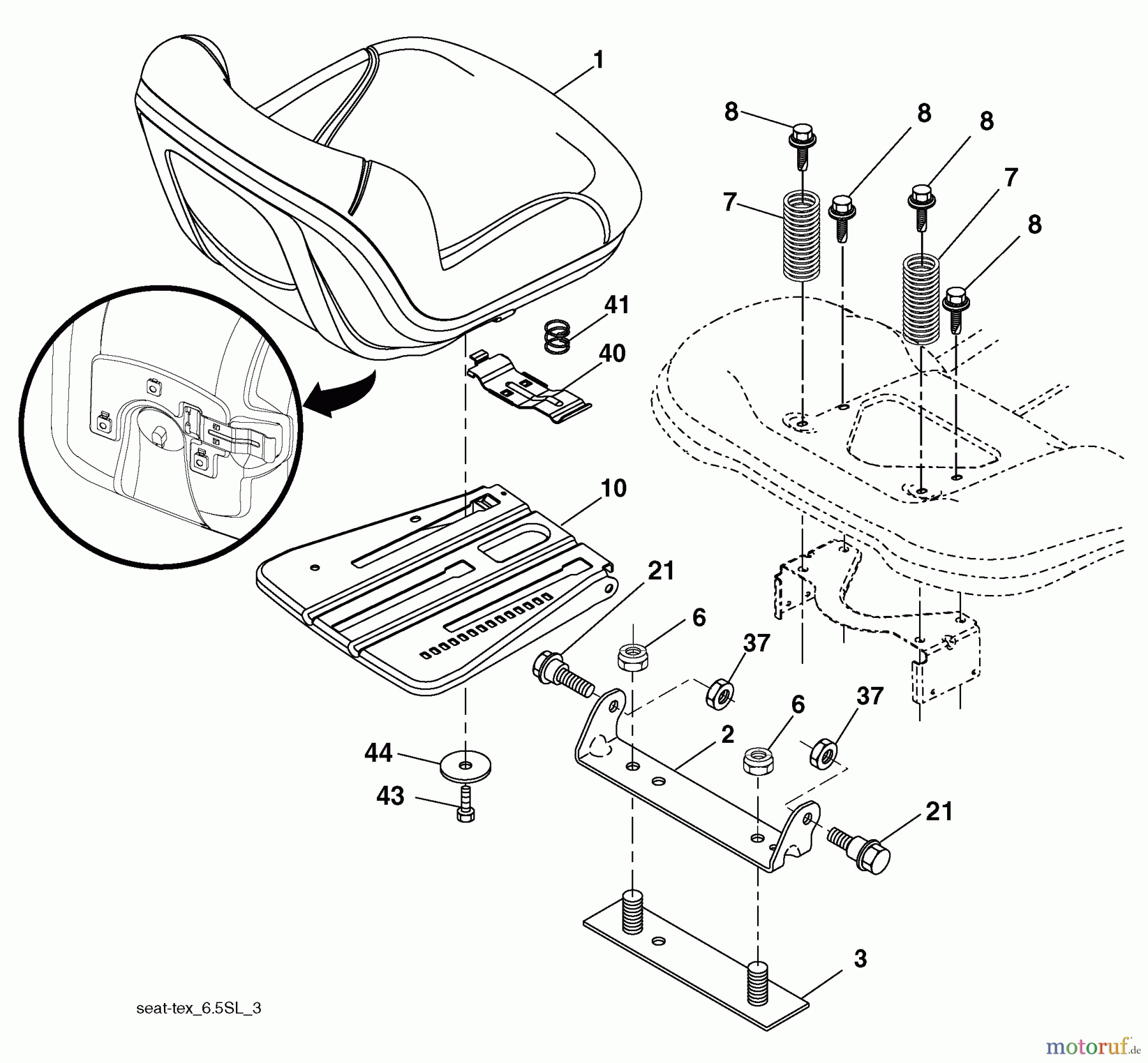 Husqvarna Rasen und Garten Traktoren YTH 22V42LS (96043008700) - Husqvarna Yard Tractor (2009-12 & After) Seat Assembly
