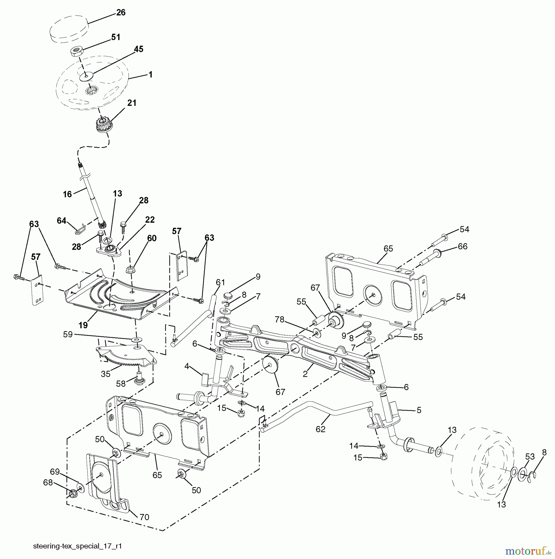 Husqvarna Rasen und Garten Traktoren YTH 22V42LS (96043008700) - Husqvarna Yard Tractor (2009-12 & After) Steering Assembly