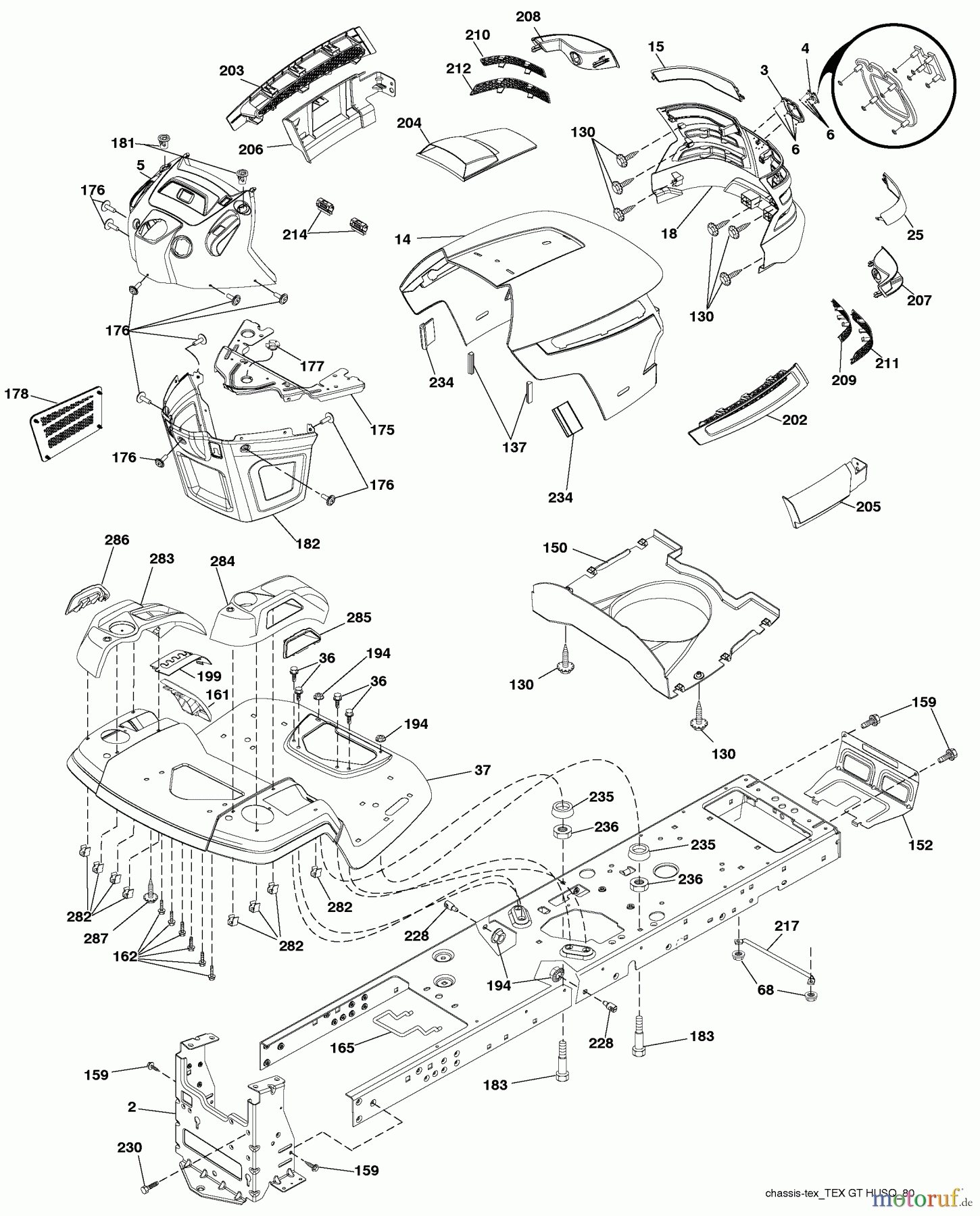 Husqvarna Rasen und Garten Traktoren YTH 22V42LS (96043009700) - Husqvarna Yard Tractor (2009-12 & After) Chassis