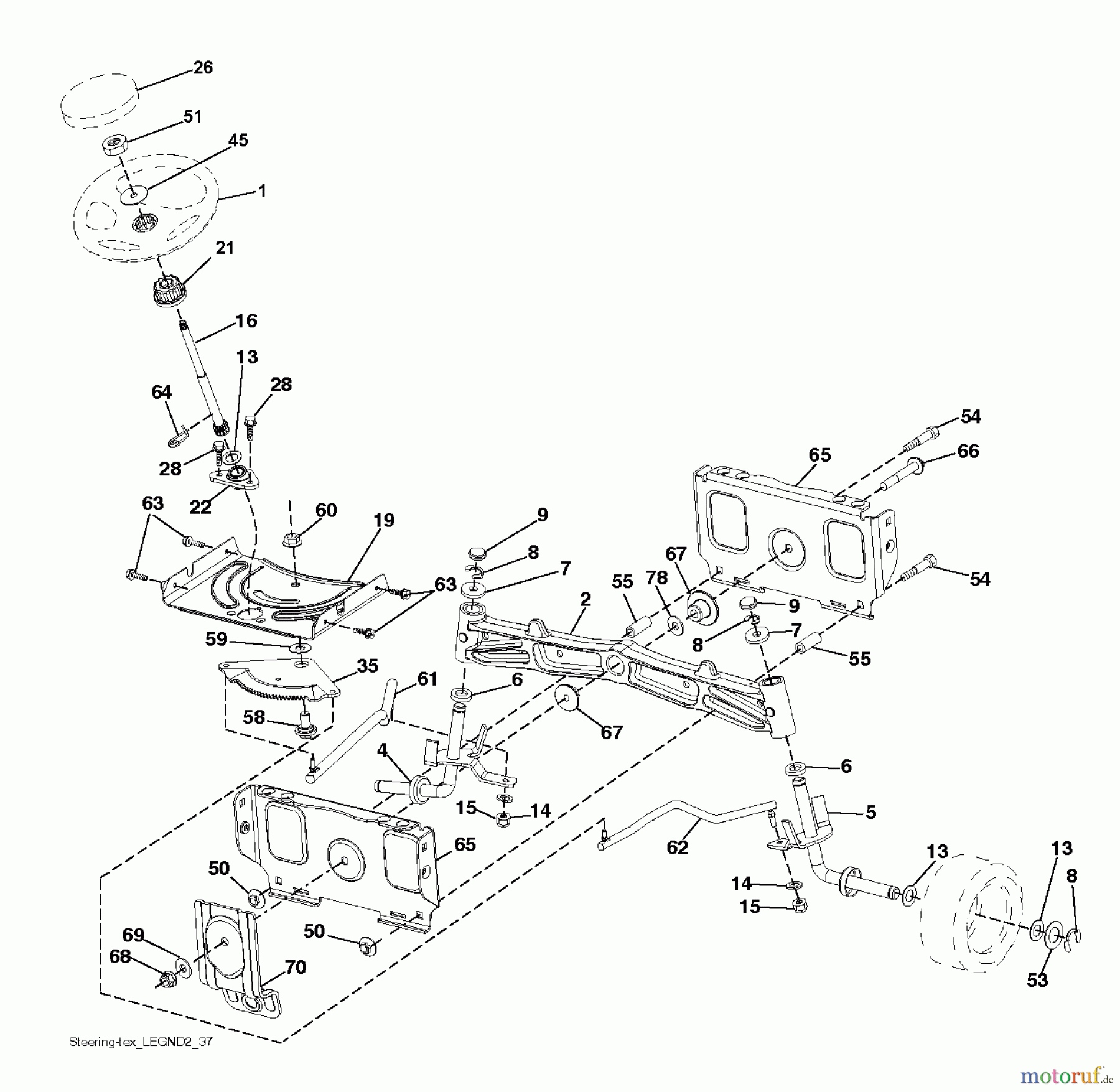 Husqvarna Rasen und Garten Traktoren YTH 22V42LS (96043011302) - Husqvarna Yard Tractor (2011-08 & After) STEERING